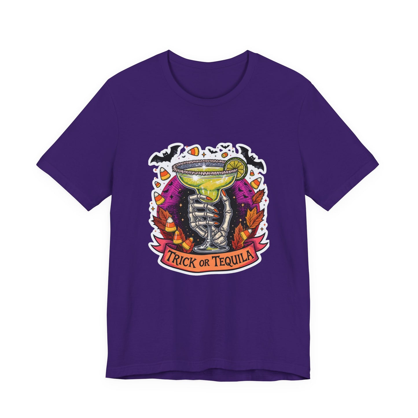 Halloween Trick or Tequila Tee - Unisex Jersey T-Shirt, Spooky Party Shirt, Autumn Apparel, Day of the Dead Gift, Halloween Costumes