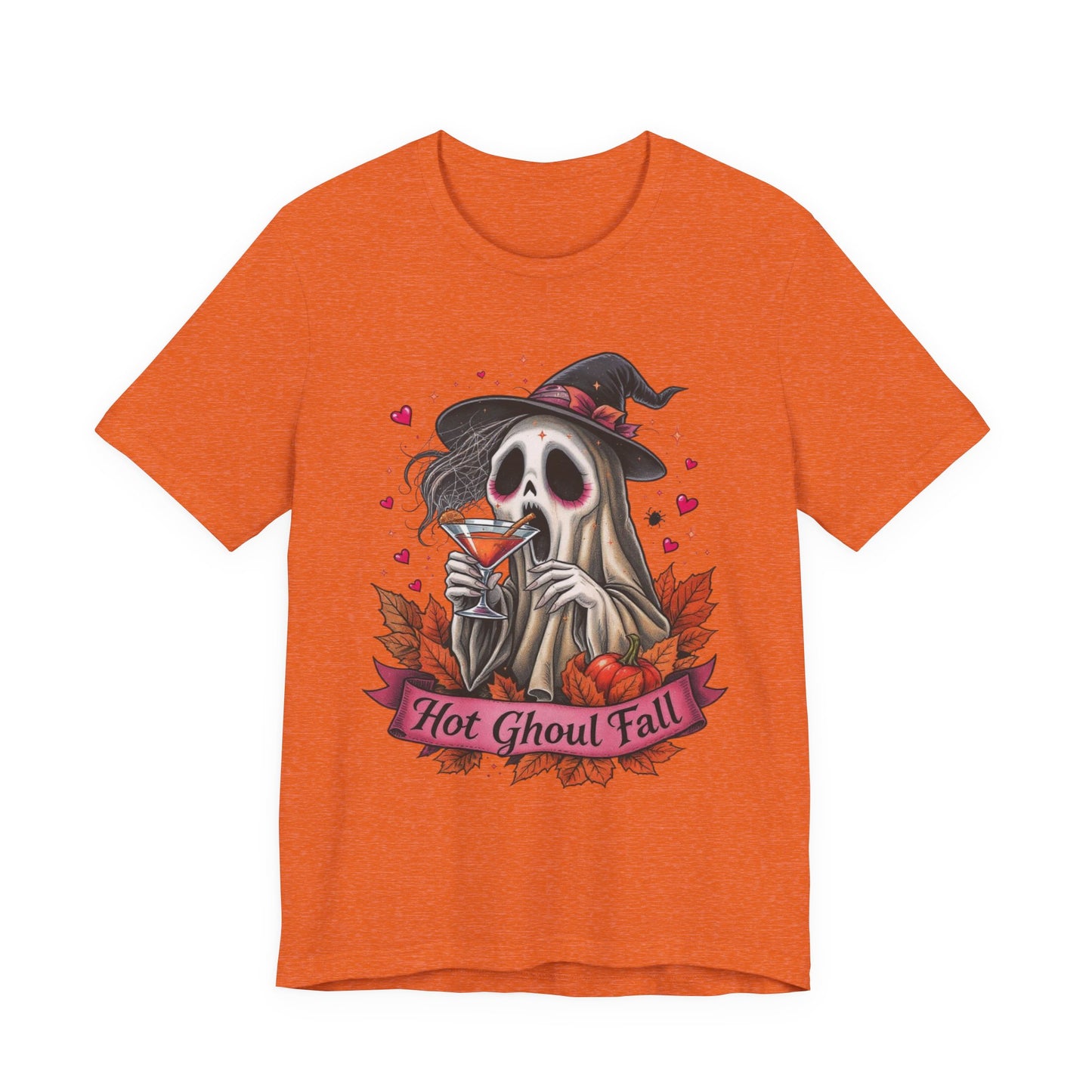 Hot Ghoul Fall Ghost Pumpkin Spice Unisex Tee, Halloween Shirt, Autumn Graphic T-Shirt, Spooky Season Top, October Apparel
