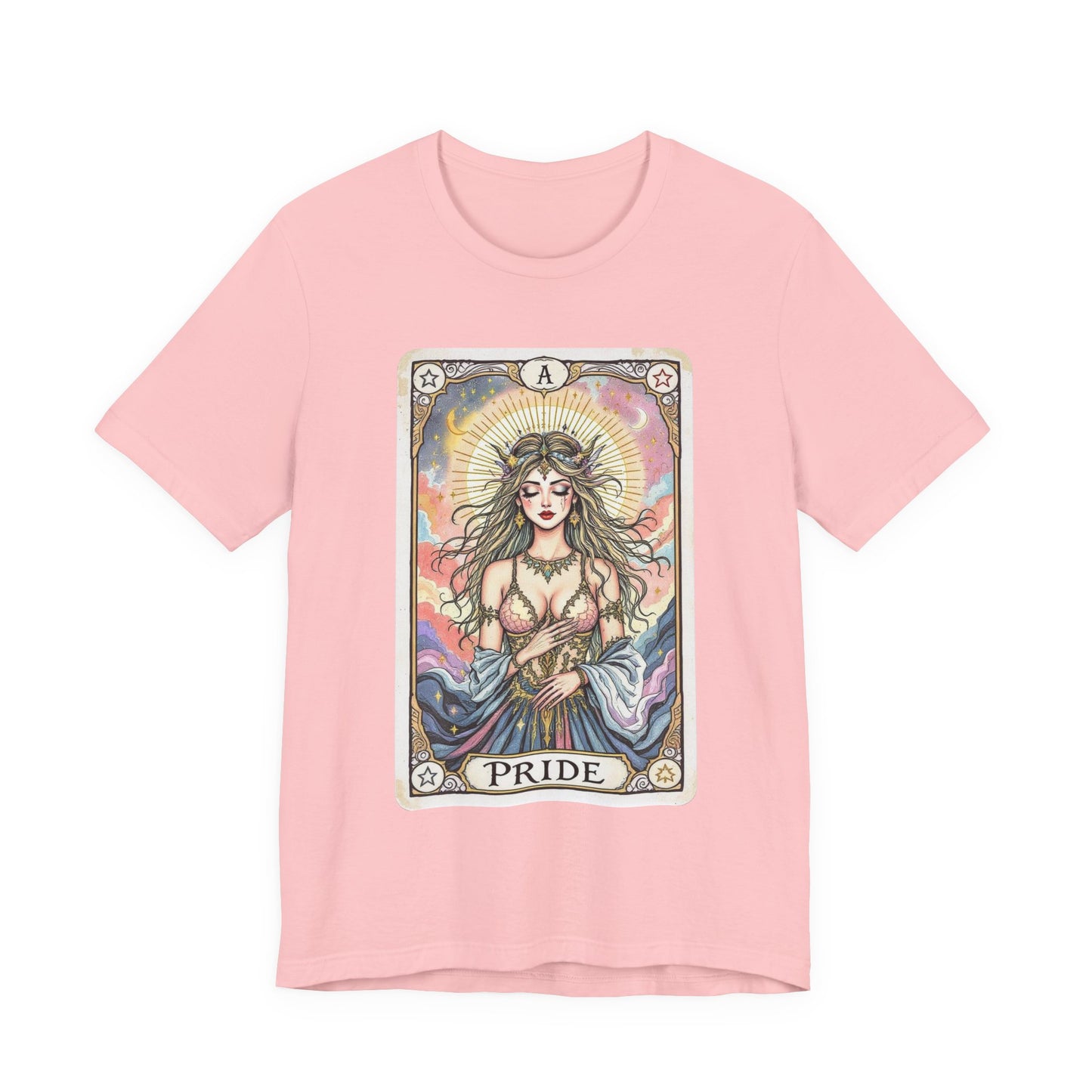 Pride Tarot Card Tee, Unisex Short Sleeve Shirt, Boho Fashion Top, Spiritual Gift, Birthday Gift, Tarot Enthusiast Wear