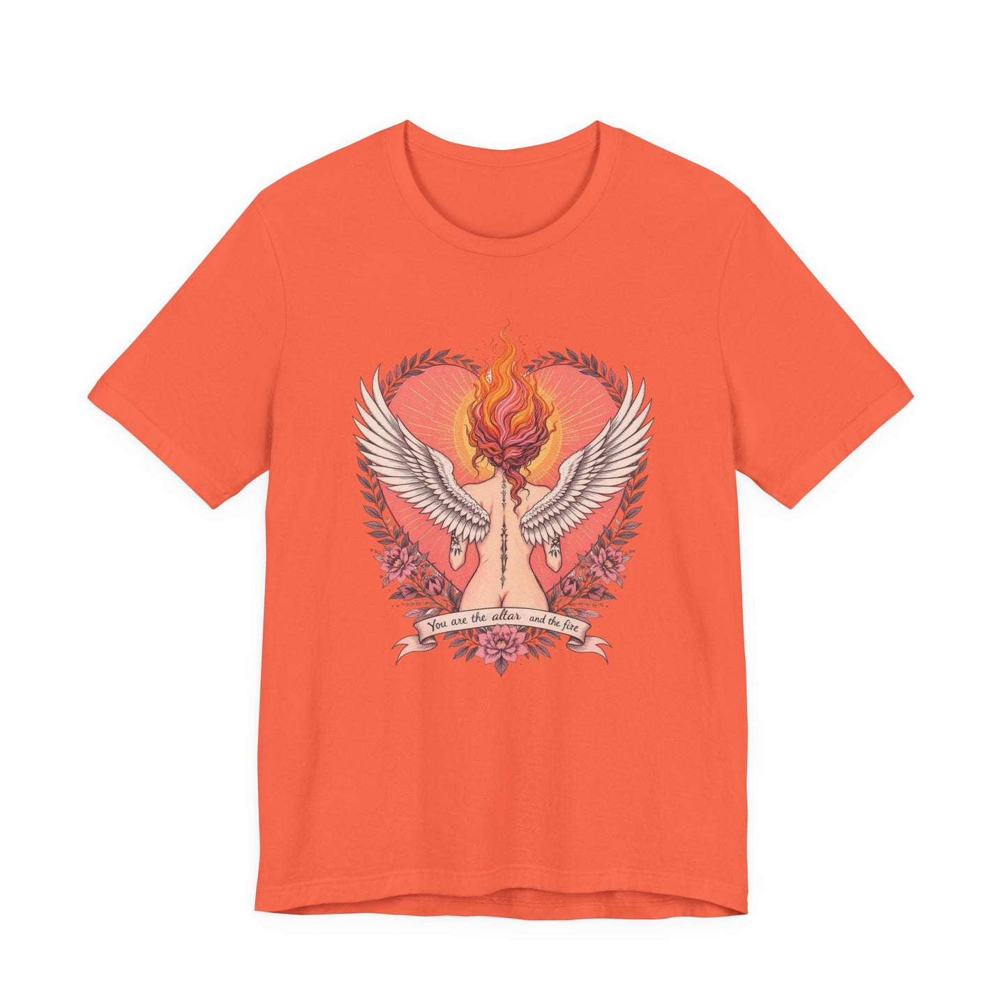 Phoenix Heart Graphic Tee, Flame Wings Shirt, Unisex T-Shirt for Couples, Creative Gift for Birthdays, Inspirational Apparel