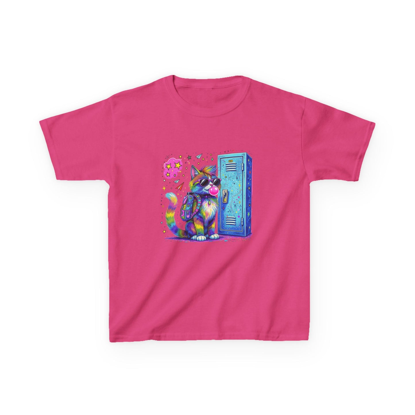 Cool Kat Kids Back-to-School Tee, Children's T-Shirt, Cat Graphic Tee, School Fashion, Kids Gift, Trendy Youth Apparel