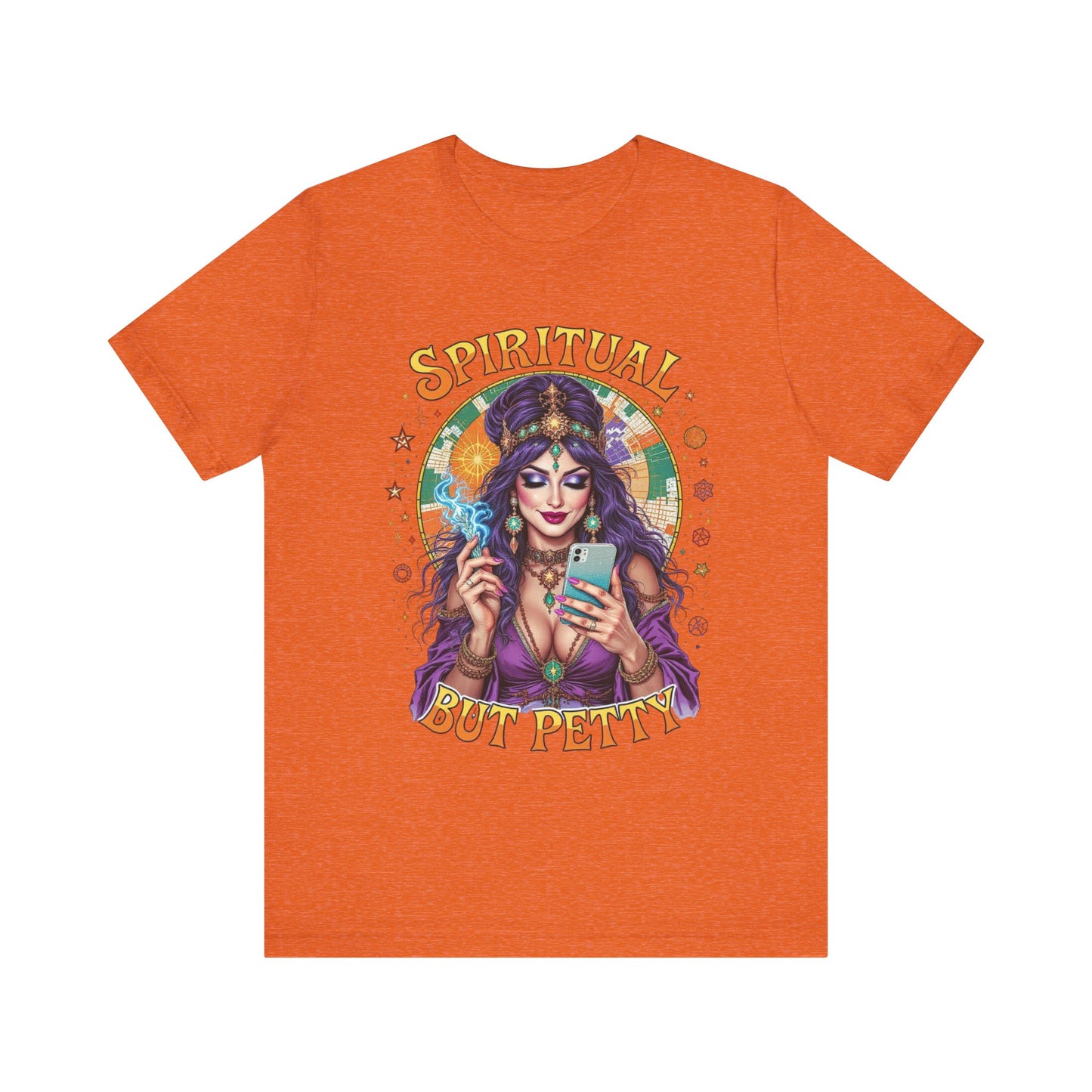 Spiritual But Petty Tee | Witchy Unisex Shirt | Orange Graphic Tee | Gift for Her | Boho Style