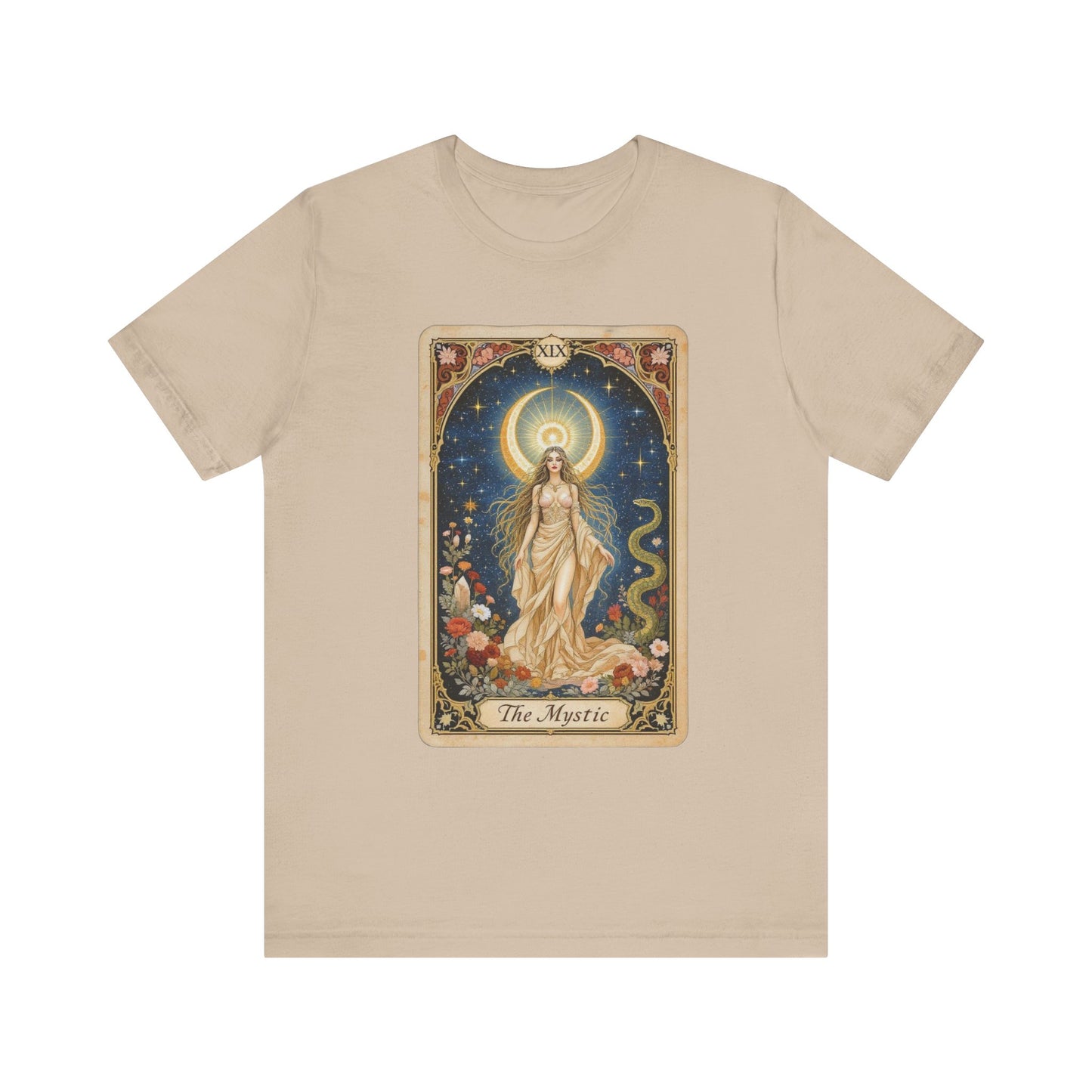 Mystic Tarot Short Sleeve Tee, Astrology Lovers Gift, Boho Style Top, Spiritual Apparel, Occult Themed Shirt, Unique Tee for Festivals