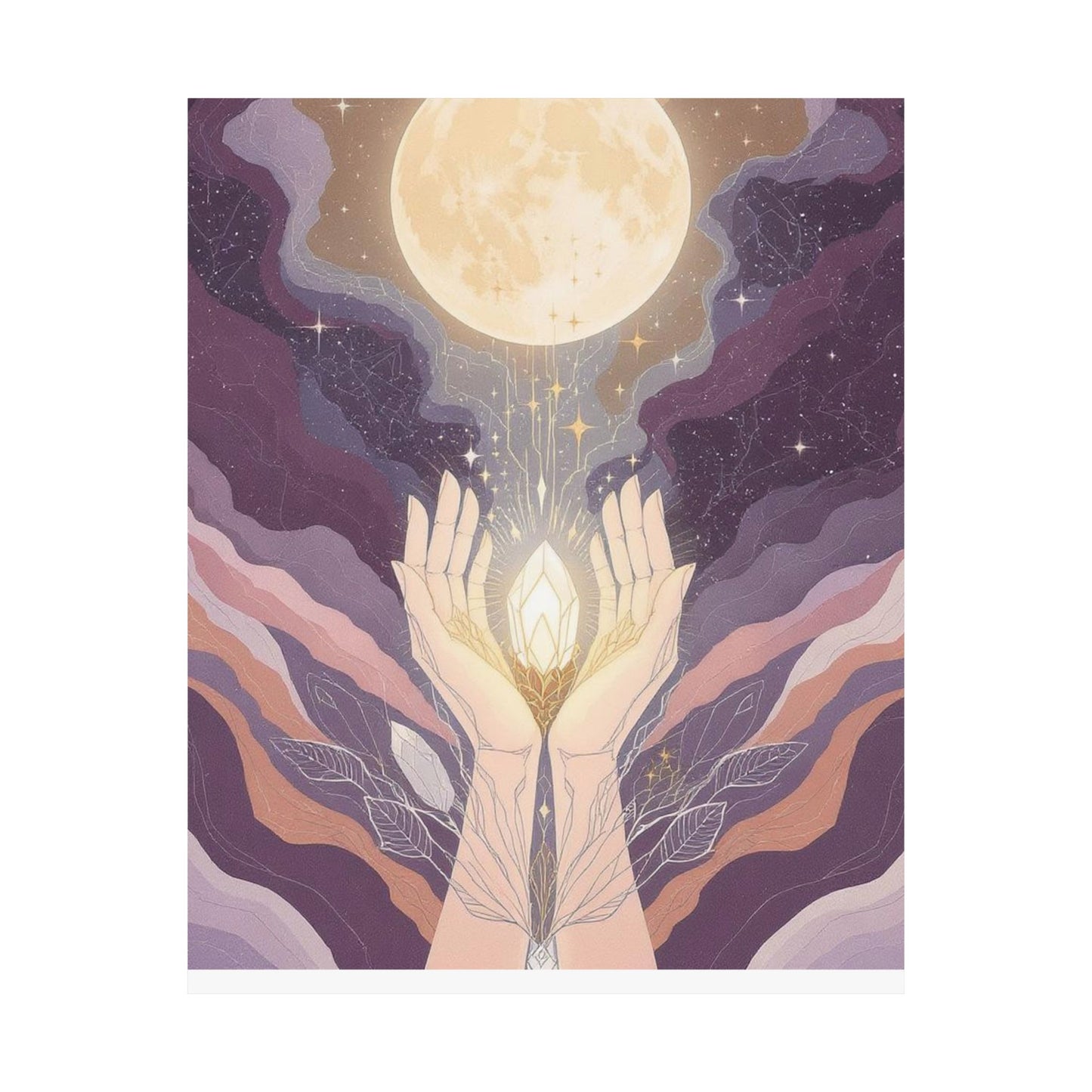 Celestial Hands Matte Vertical Posters, Boho Wall Art, Astrology Decor, Minimalist Prints, Moon Phase Artwork