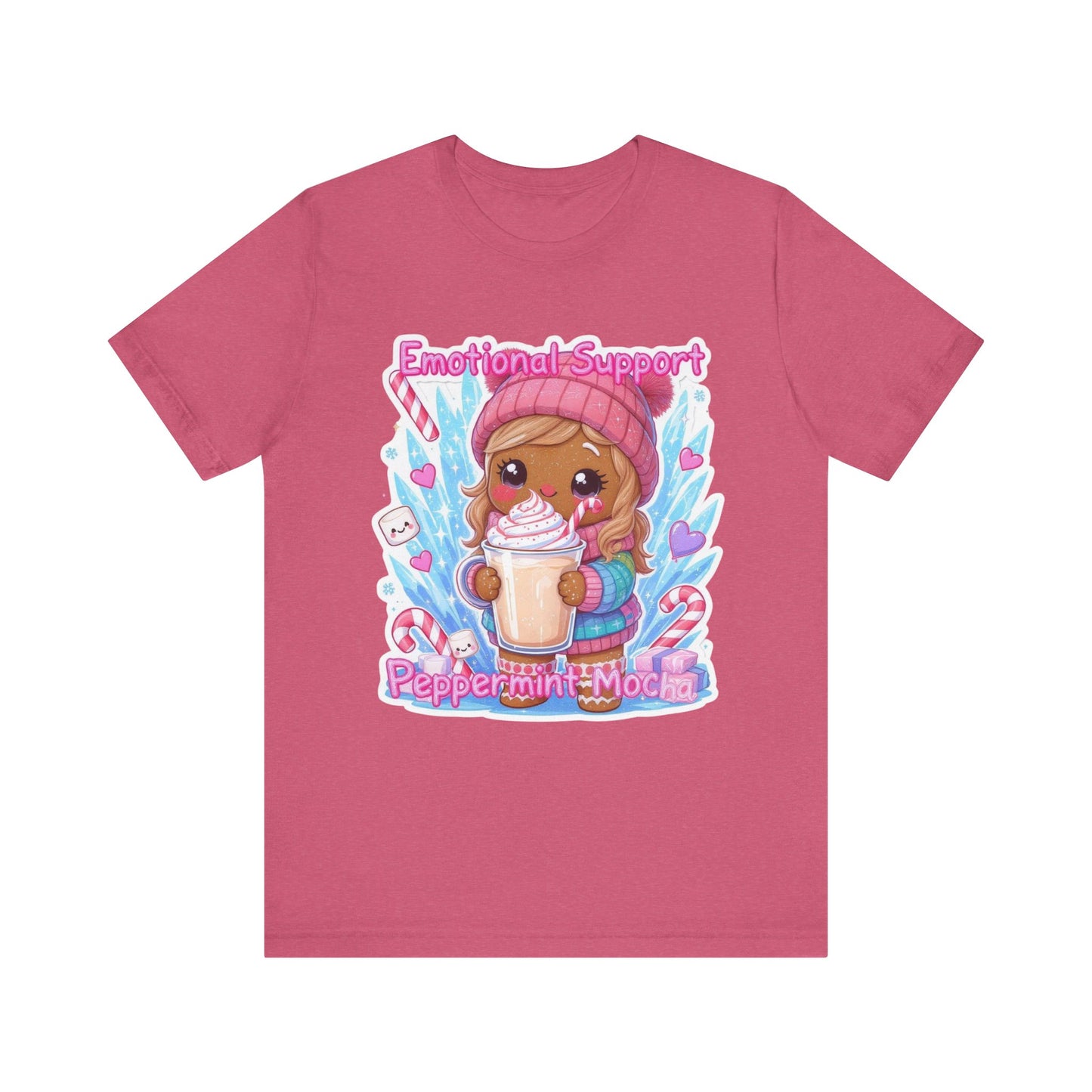 Cute Emotional Support Peppermint Mocha Tee, Funny Christmas Gift, Holiday Party Shirt, Kawaii Cute T-Shirt, Winter Vibes Clothing