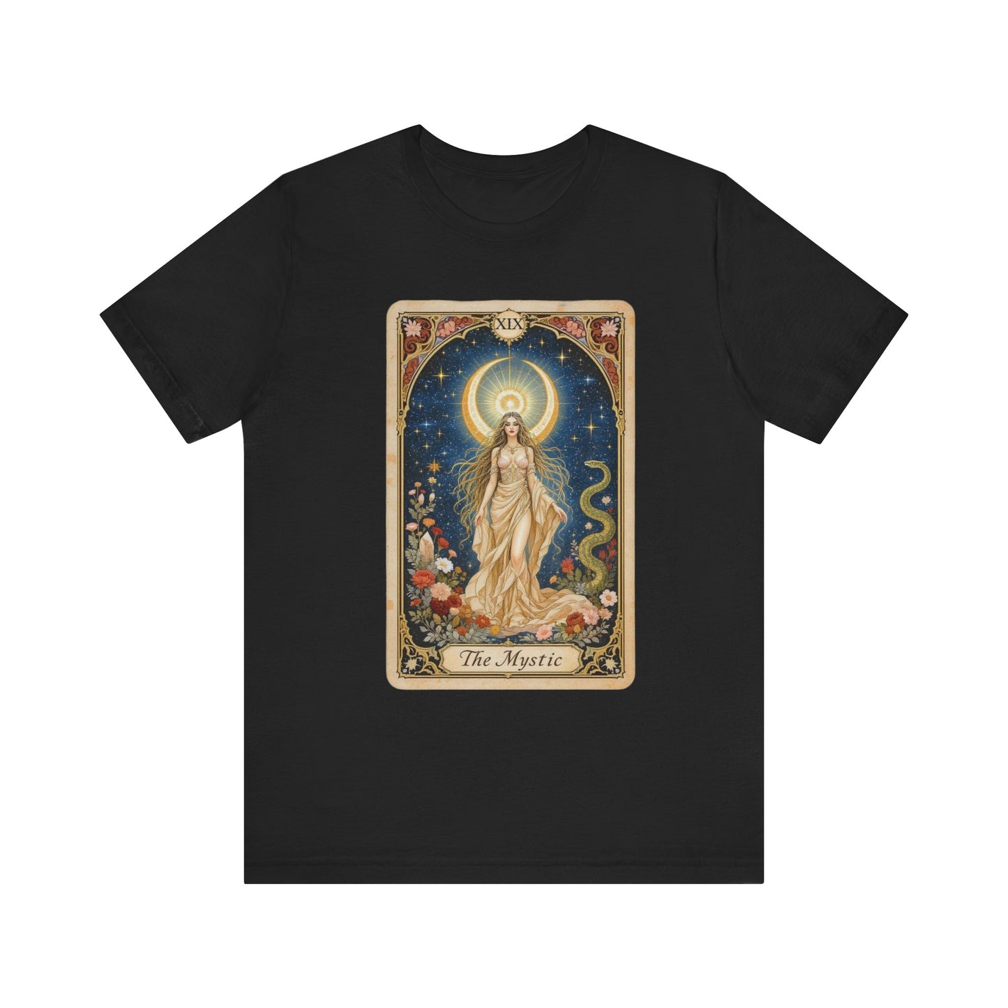 Mystic Tarot Short Sleeve Tee, Astrology Lovers Gift, Boho Style Top, Spiritual Apparel, Occult Themed Shirt, Unique Tee for Festivals