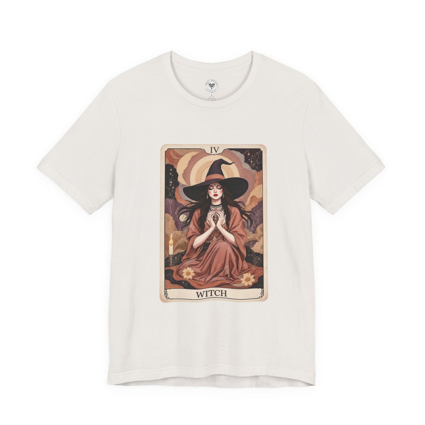 Witch Graphic Tee - Unisex Jersey Short Sleeve T-Shirt, Spooky Casual Wear, Tarot Card Style, Great for Halloween, Gift for Witches