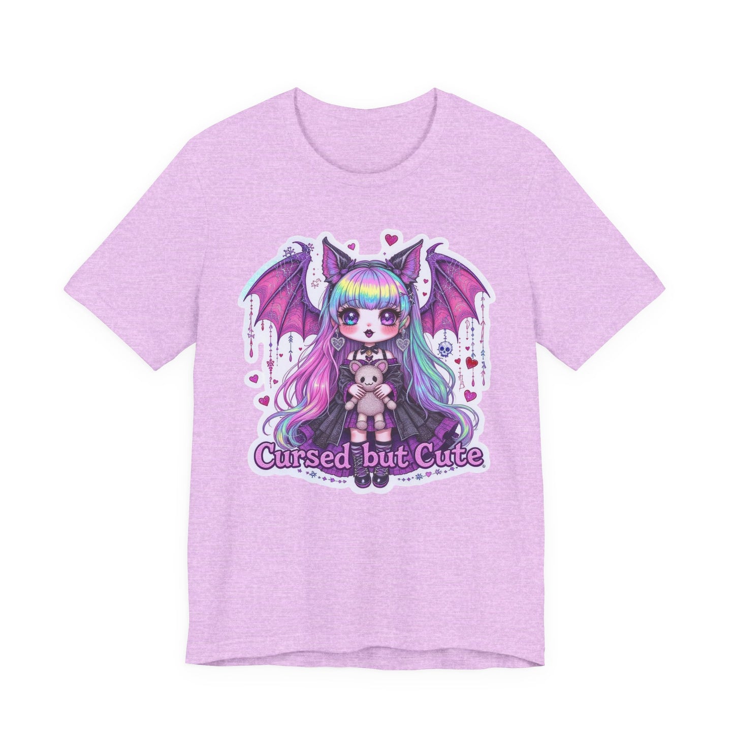 Cursed but Cute Tee, Cute T-Shirt, Gothic Fashion Tee, Kawaii Graphic Tee, Halloween Shirt, Unisex Casual Wear, Unique Gift