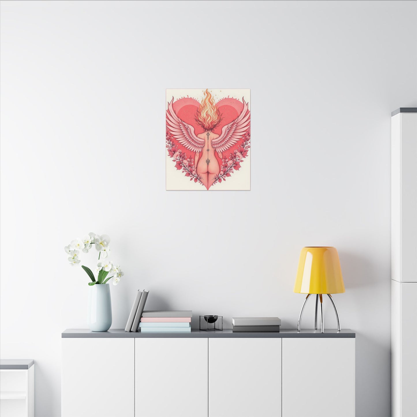 Romantic Canvas Art for Home Decor, Angel Wings Wall Art, Valentine's Gift, Feminine Decor, Boho Room Accent