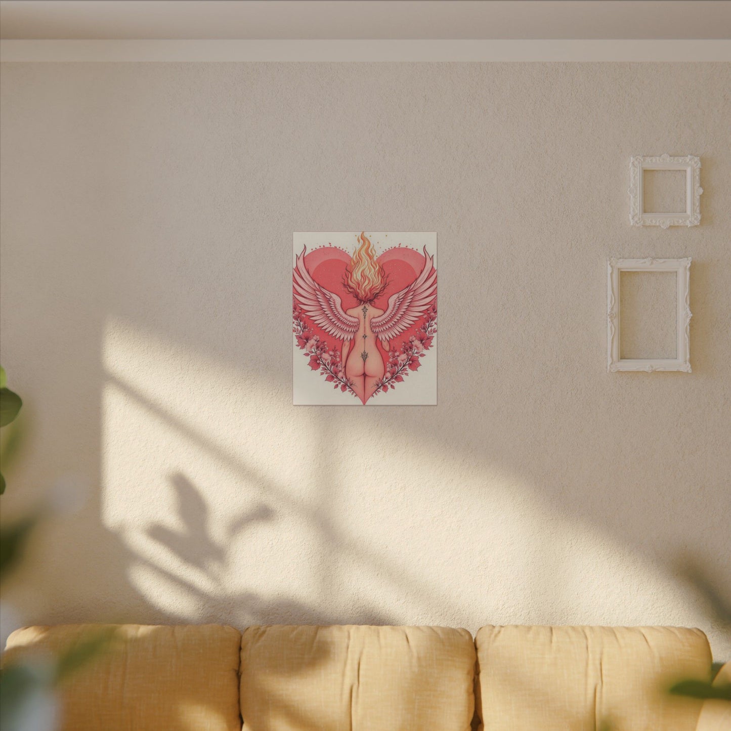 Romantic Canvas Art for Home Decor, Angel Wings Wall Art, Valentine's Gift, Feminine Decor, Boho Room Accent