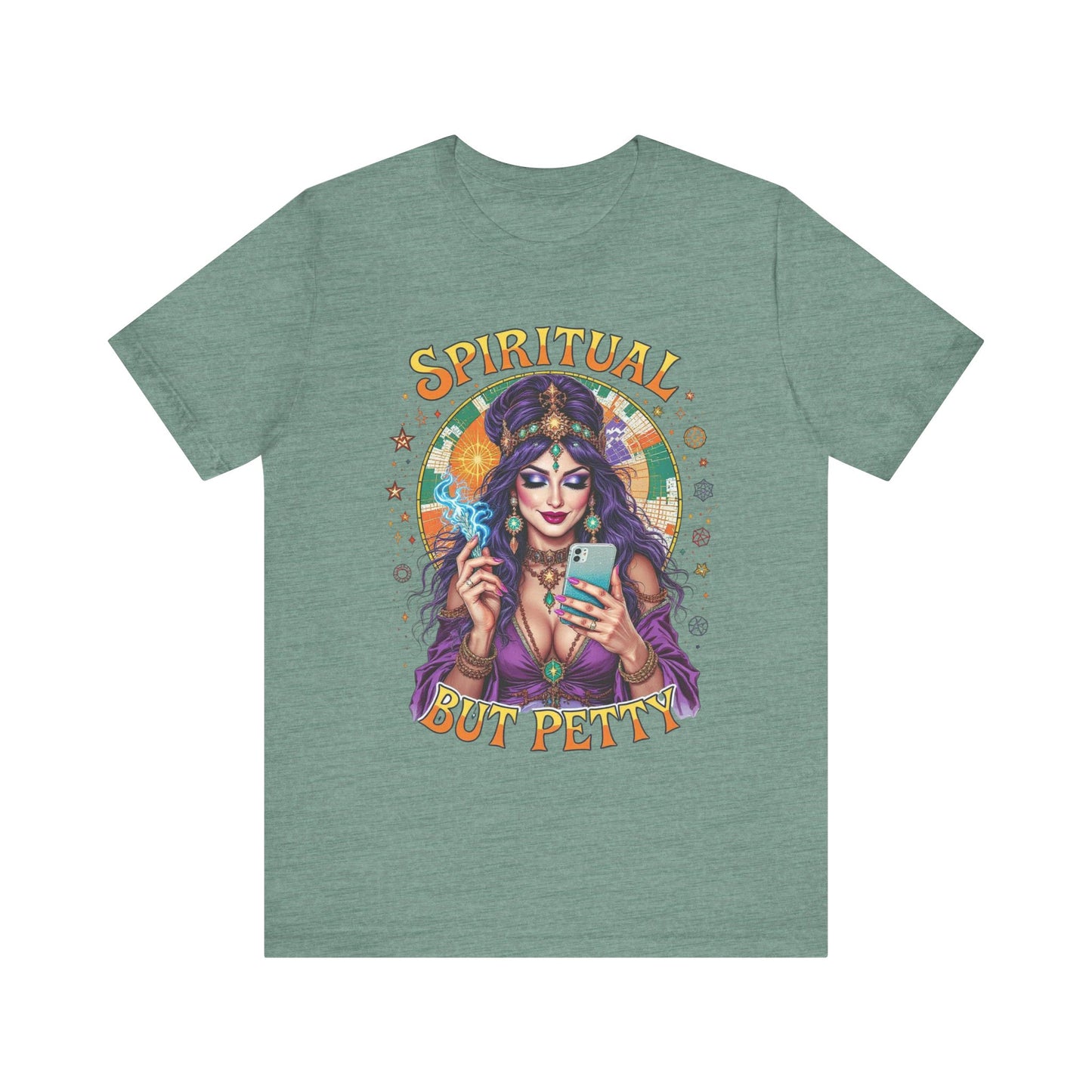 Spiritual But Petty Tee | Witchy Unisex Shirt | Orange Graphic Tee | Gift for Her | Boho Style