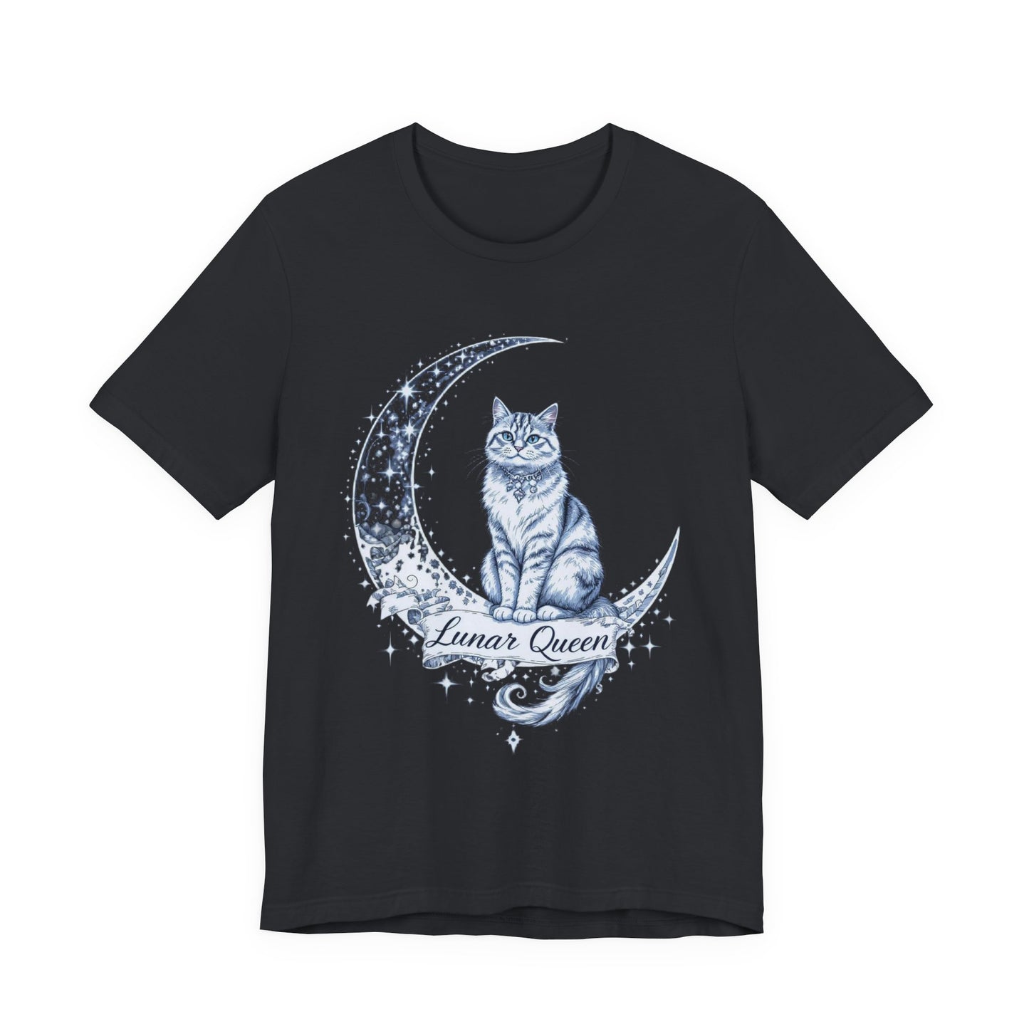 Lunar Queen Cat Tee, Unisex T-Shirt, Moon Cat Shirt, Astrology Gift, Celestial T-Shirt, Cat Lover Apparel