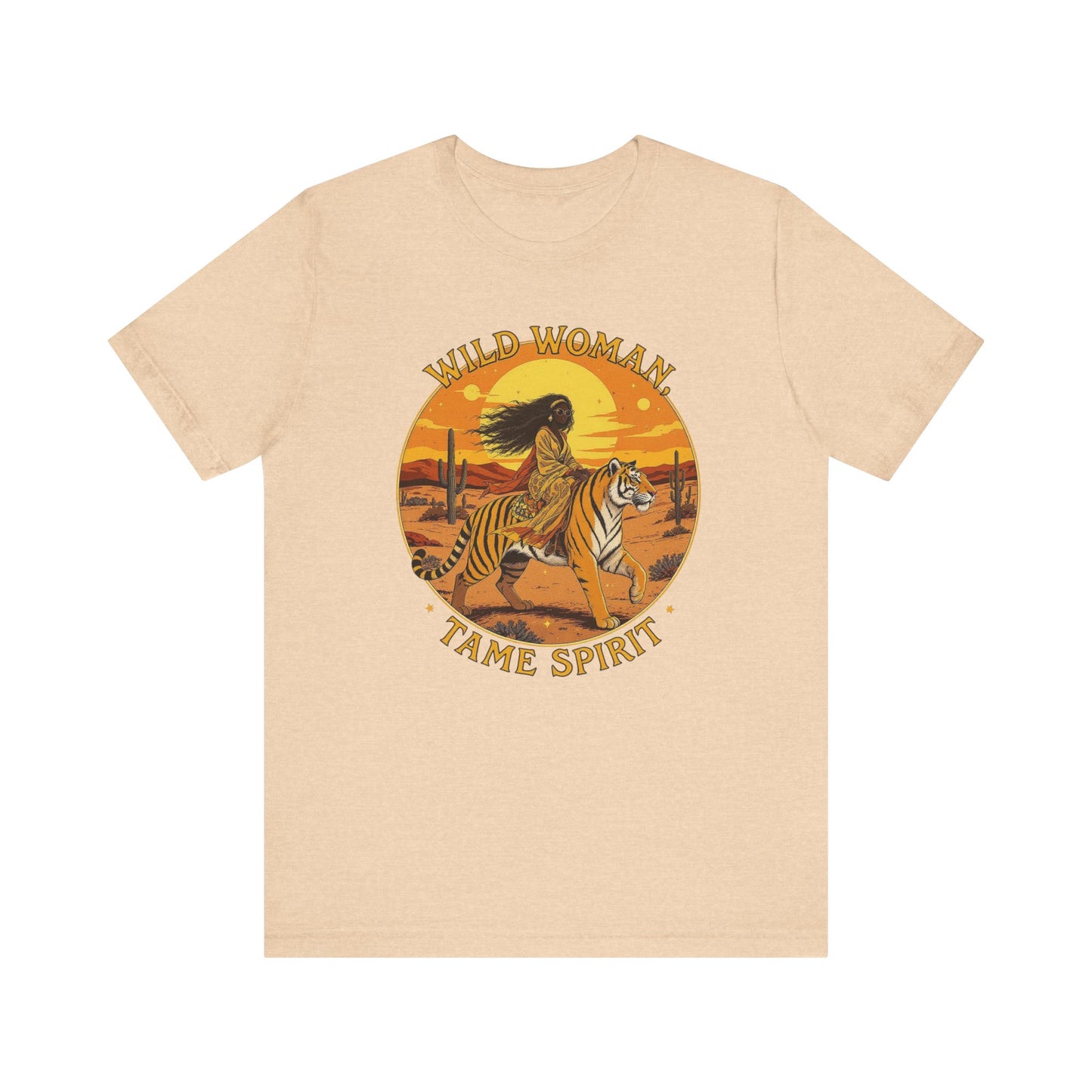 Wild Woman Tee, Unisex Jersey T-Shirt, Boho Graphic Tee, Casual Wear, Vintage Tiger Shirt, Gift for Nature Lovers