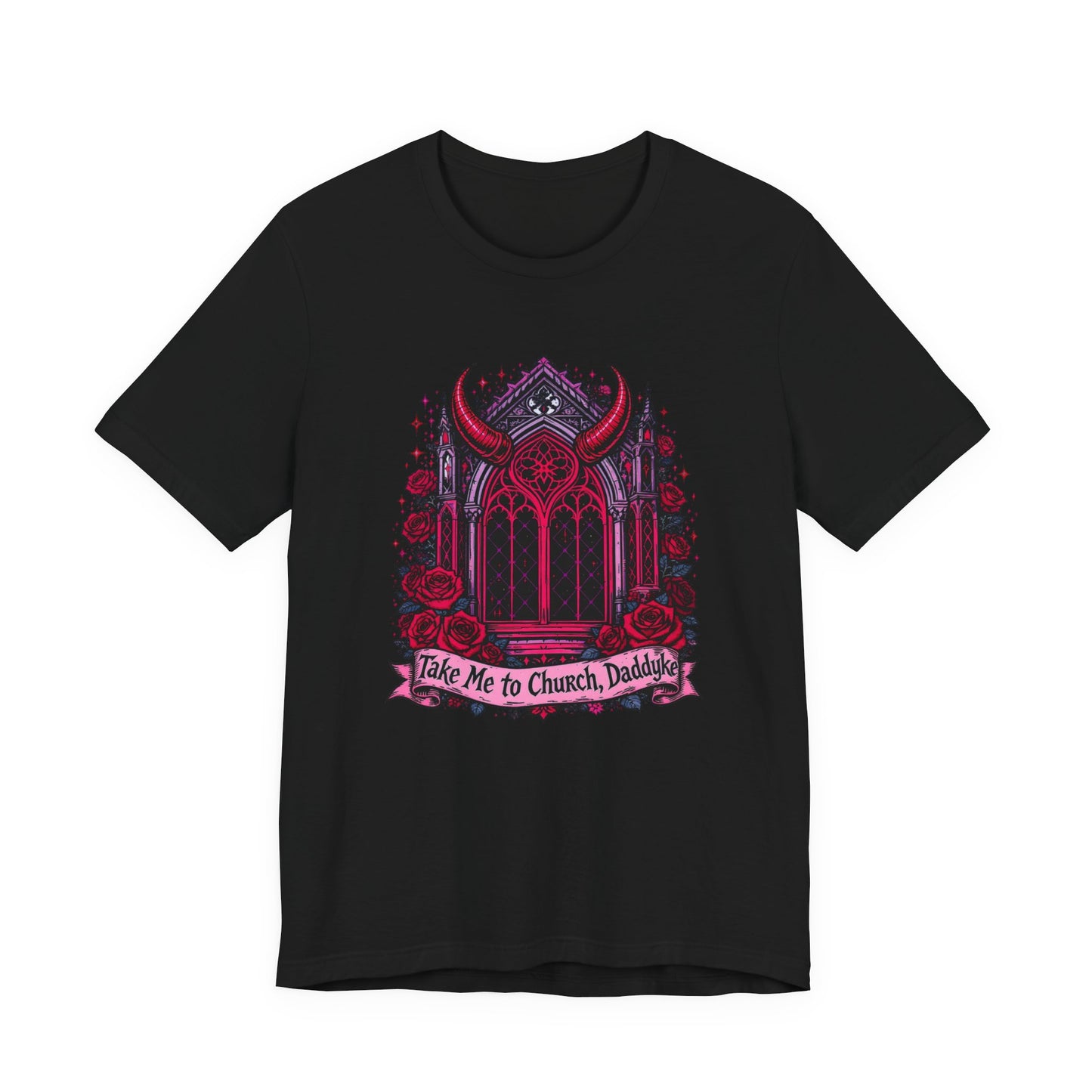Gothic Graphic Tee, Casual Everyday Wear, Perfect for Halloween, Concerts, or Unique Gifts, 'Take Me to Church, Daddyke'