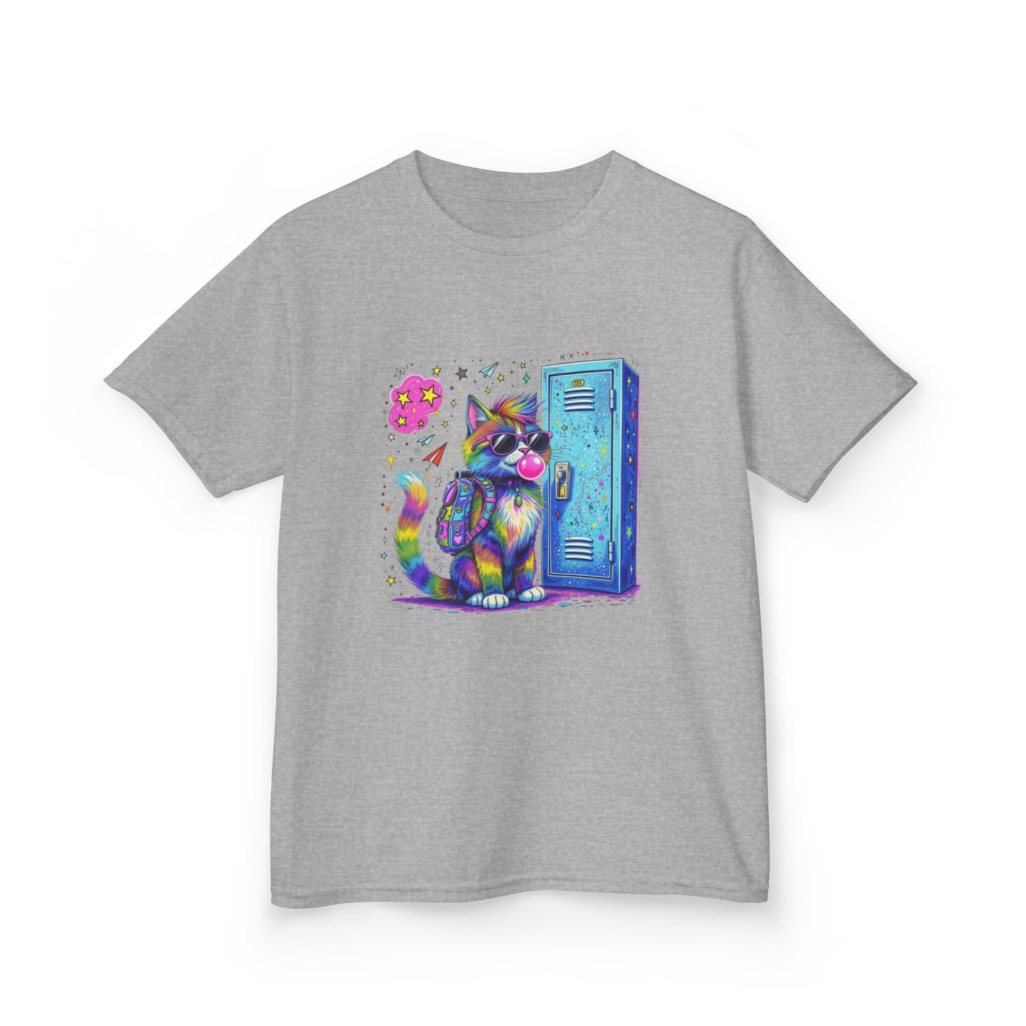 Cool Kat Kids Back-to-School Tee, Children's T-Shirt, Cat Graphic Tee, School Fashion, Kids Gift, Trendy Youth Apparel