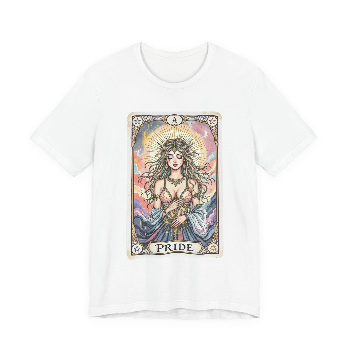 Pride Tarot Card Tee, Unisex Short Sleeve Shirt, Boho Fashion Top, Spiritual Gift, Birthday Gift, Tarot Enthusiast Wear