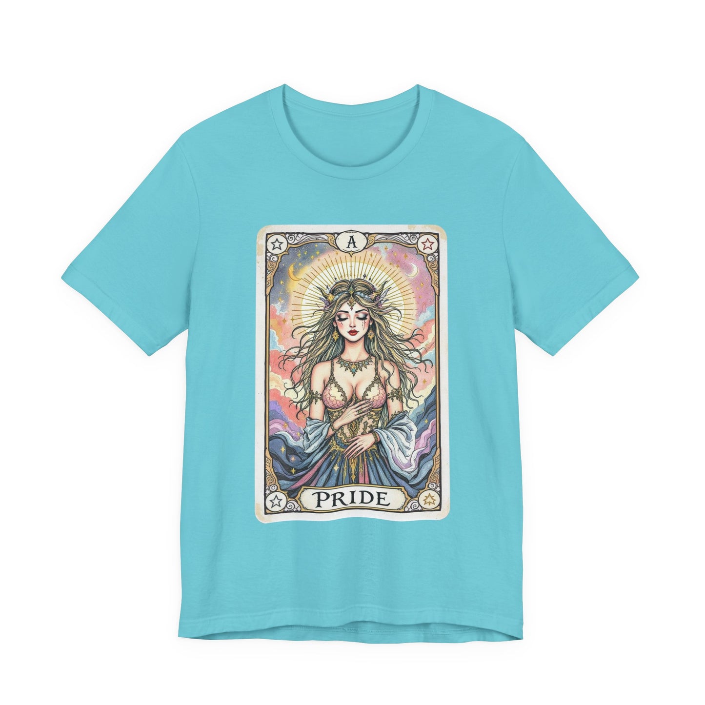 Pride Tarot Card Tee, Unisex Short Sleeve Shirt, Boho Fashion Top, Spiritual Gift, Birthday Gift, Tarot Enthusiast Wear