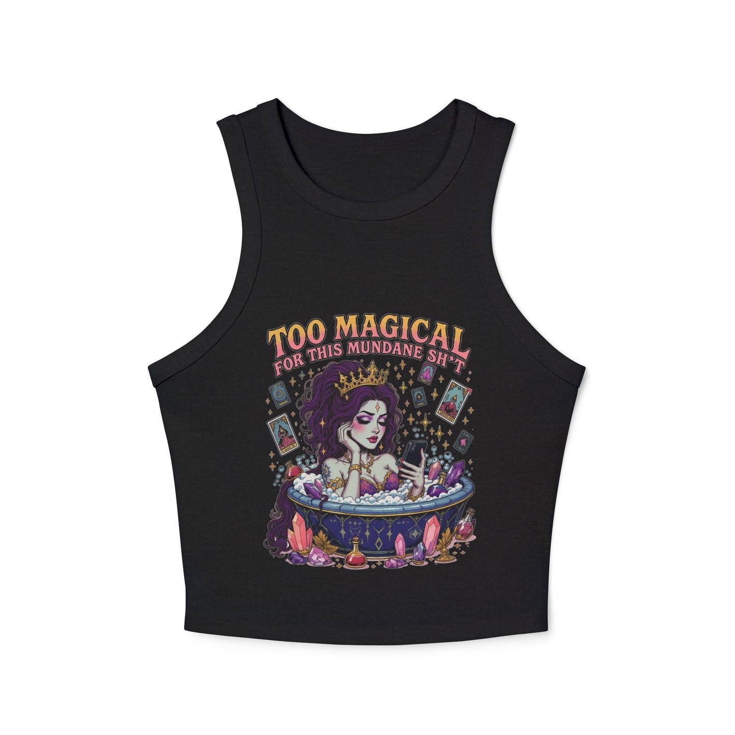 Too Magical Women's Micro Rib Racer Tank Top, Crop Top, Summer Fashion, Festival Wear, Casual Outfit, Witchy Style