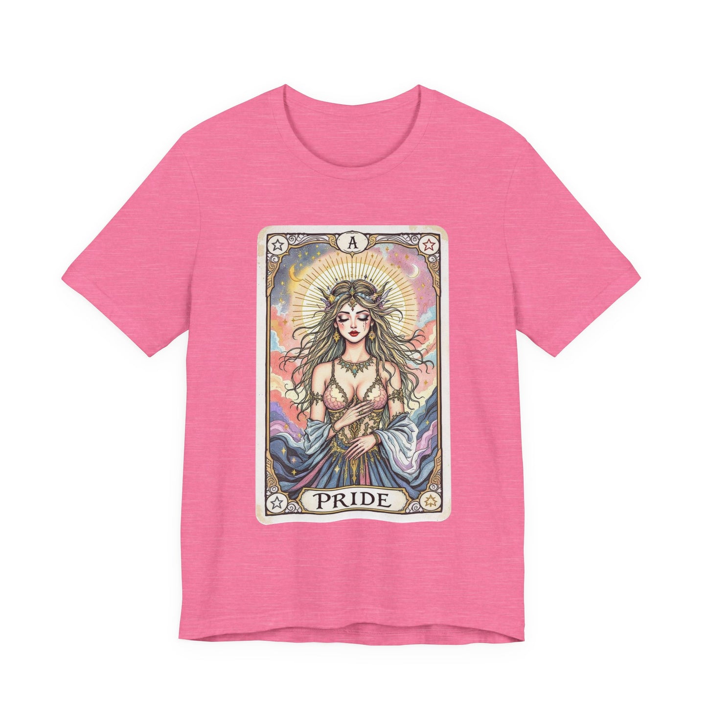 Pride Tarot Card Tee, Unisex Short Sleeve Shirt, Boho Fashion Top, Spiritual Gift, Birthday Gift, Tarot Enthusiast Wear