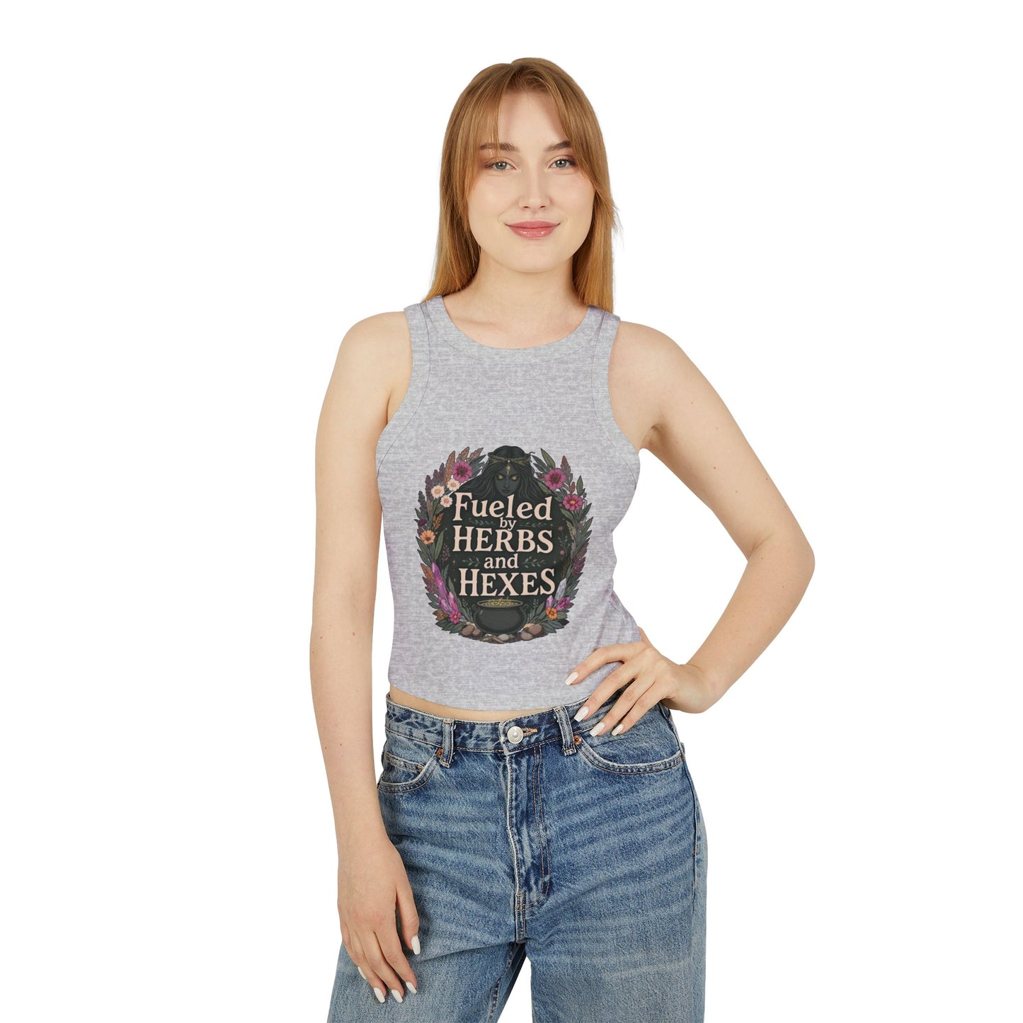Feminine Witchy Crop Tank Top, Fuel Your Spirit, Occult Apparel, Boho Style, Magical Gifts, Summer Vibes