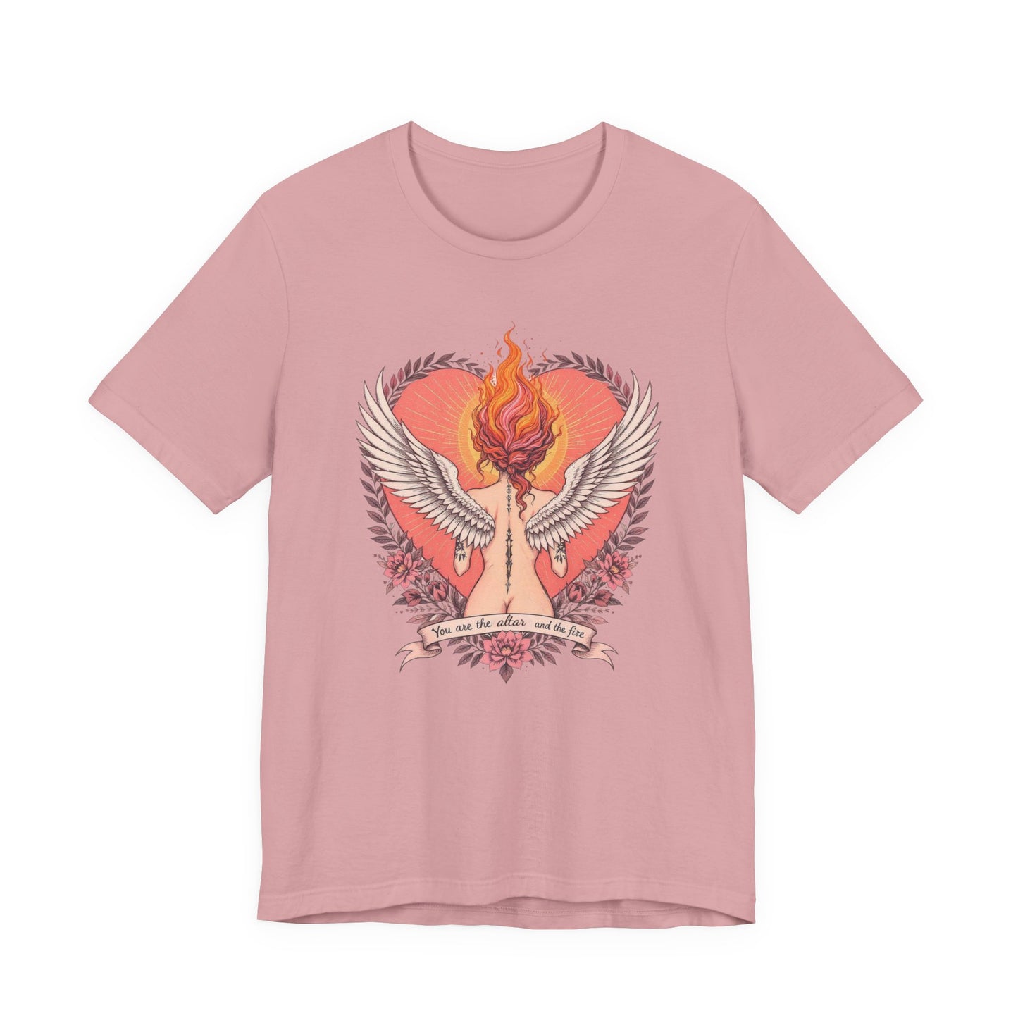 Phoenix Heart Graphic Tee, Flame Wings Shirt, Unisex T-Shirt for Couples, Creative Gift for Birthdays, Inspirational Apparel