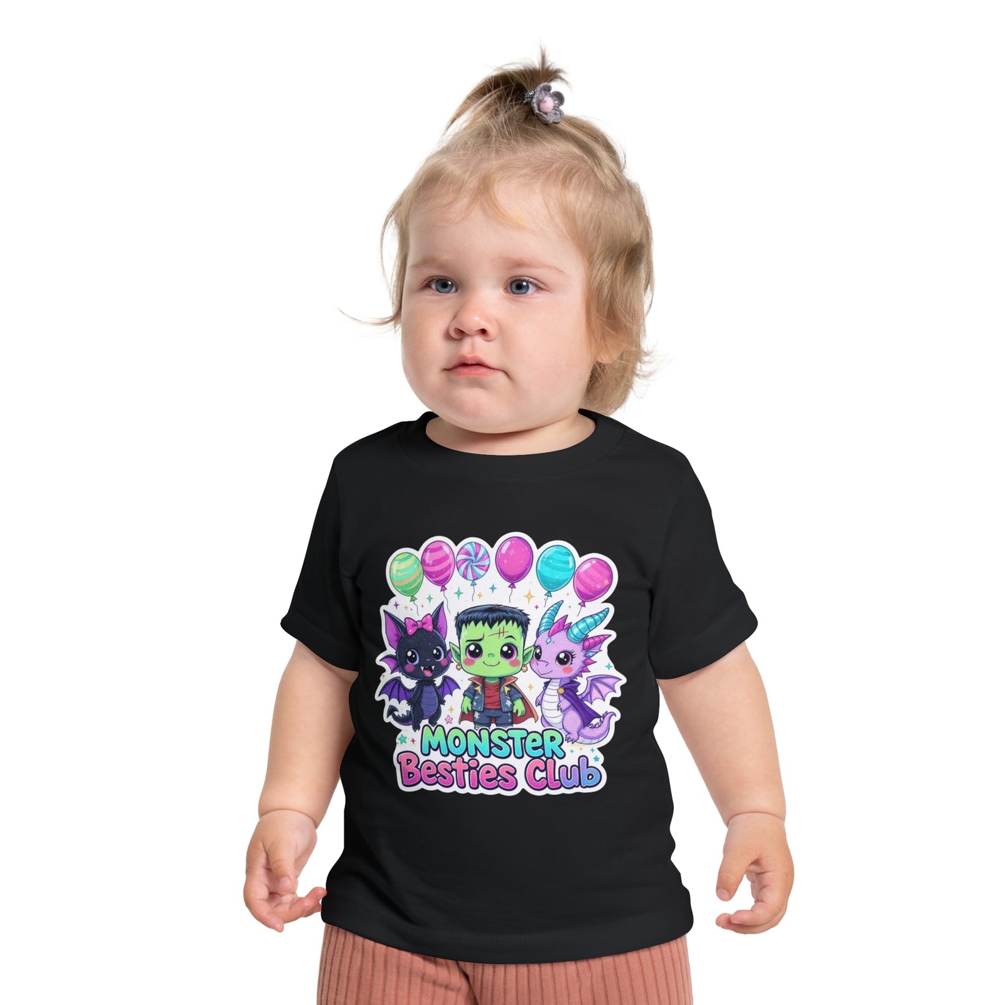Adorable Monster Besties Club Baby T-Shirt, Cute Kids Tee, Birthday Gift, Halloween Outfit, Playful Apparel