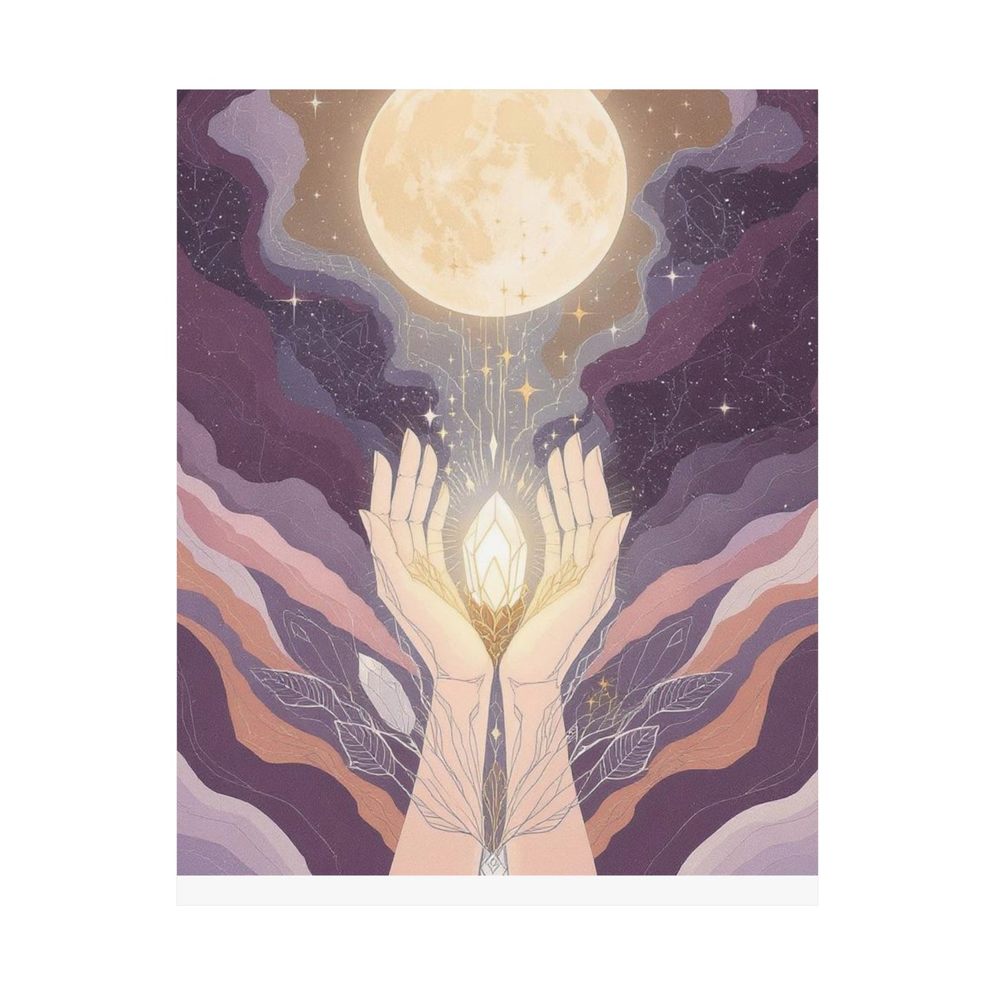 Celestial Hands Matte Vertical Posters, Boho Wall Art, Astrology Decor, Minimalist Prints, Moon Phase Artwork