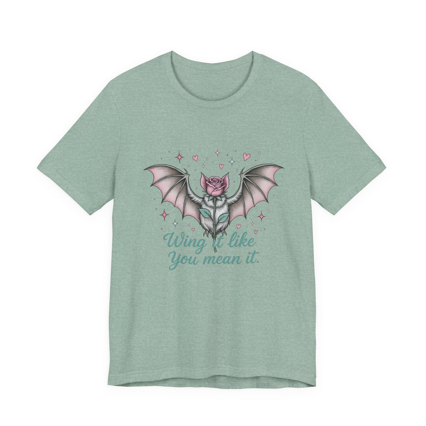 Gothic Floral Graphic Tee - Wing It Like You Mean It, Unisex T-Shirt, Alternative Fashion, Gothic Style, Gift for Her