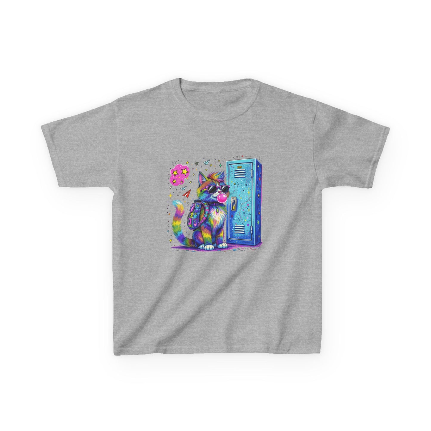 Cool Kat Kids Back-to-School Tee, Children's T-Shirt, Cat Graphic Tee, School Fashion, Kids Gift, Trendy Youth Apparel