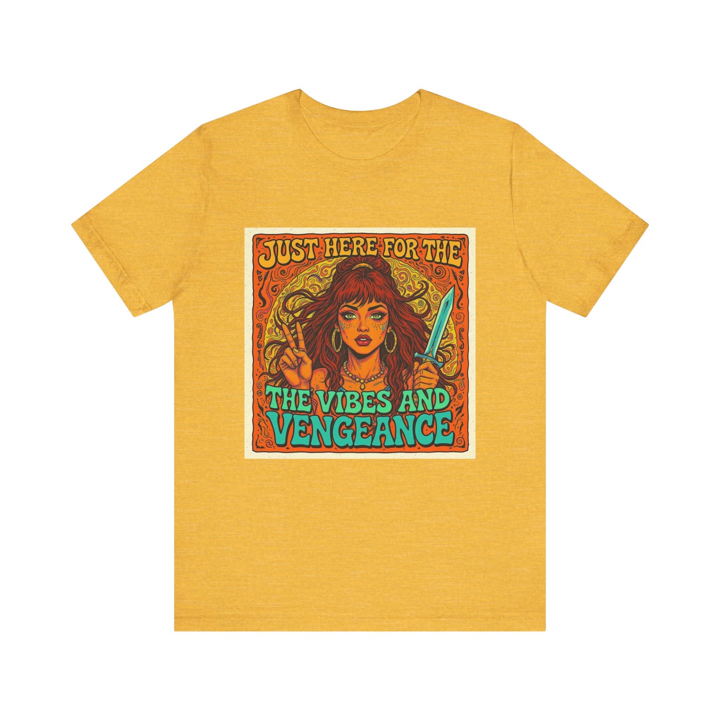 Vibes and Vengeance Tee, Graphic T-Shirt, Unisex Short Sleeve Shirt, Gift for Fans, Casual Wear, Empowering Apparel