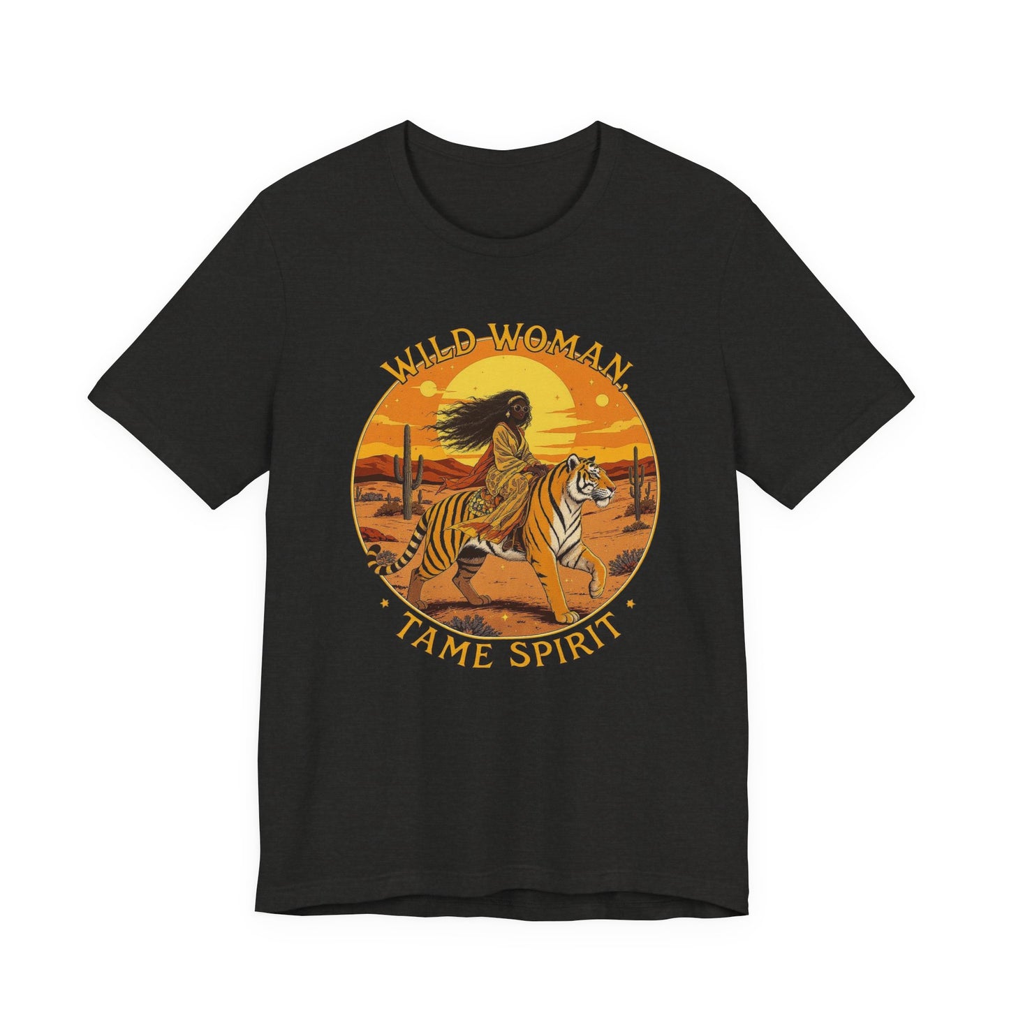 Wild Woman Tee, Unisex Jersey T-Shirt, Boho Graphic Tee, Casual Wear, Vintage Tiger Shirt, Gift for Nature Lovers