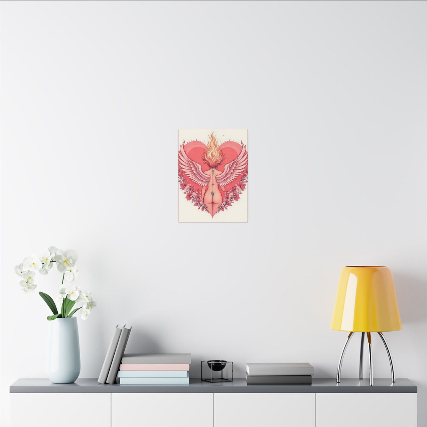 Romantic Canvas Art for Home Decor, Angel Wings Wall Art, Valentine's Gift, Feminine Decor, Boho Room Accent