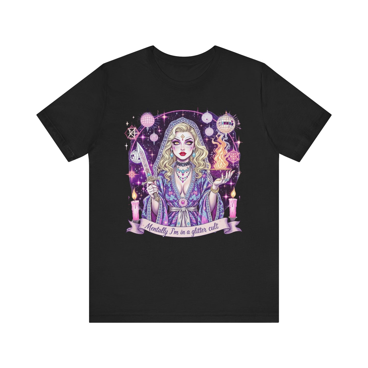 Mystical Graphic Tee - "Mentally I'm in a Glitter Cult" T-shirt, Witchy Apparel, Gift for Magic Lovers, Aesthetic Cute Tee, Casual Outfit