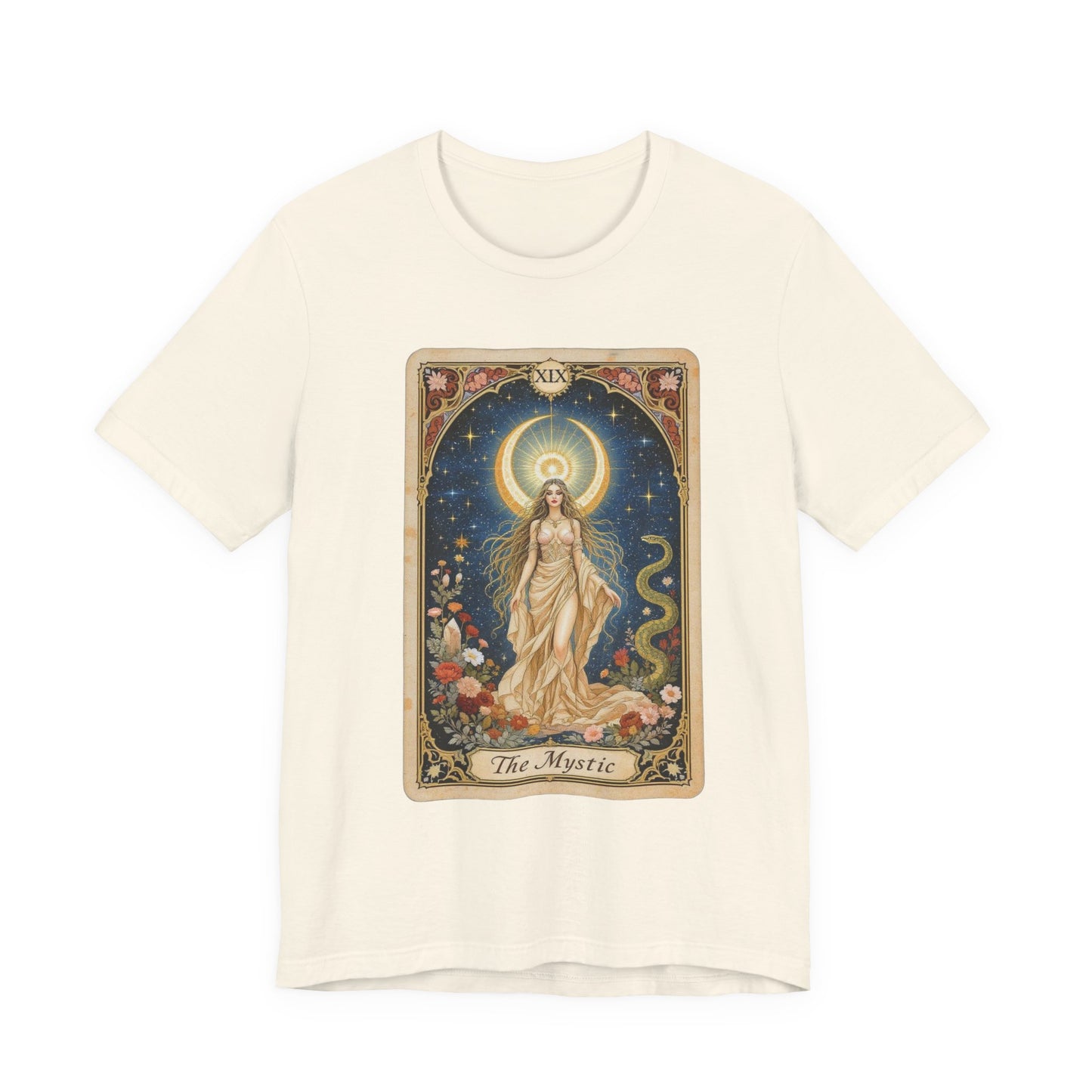 Mystic Tarot Short Sleeve Tee, Astrology Lovers Gift, Boho Style Top, Spiritual Apparel, Occult Themed Shirt, Unique Tee for Festivals