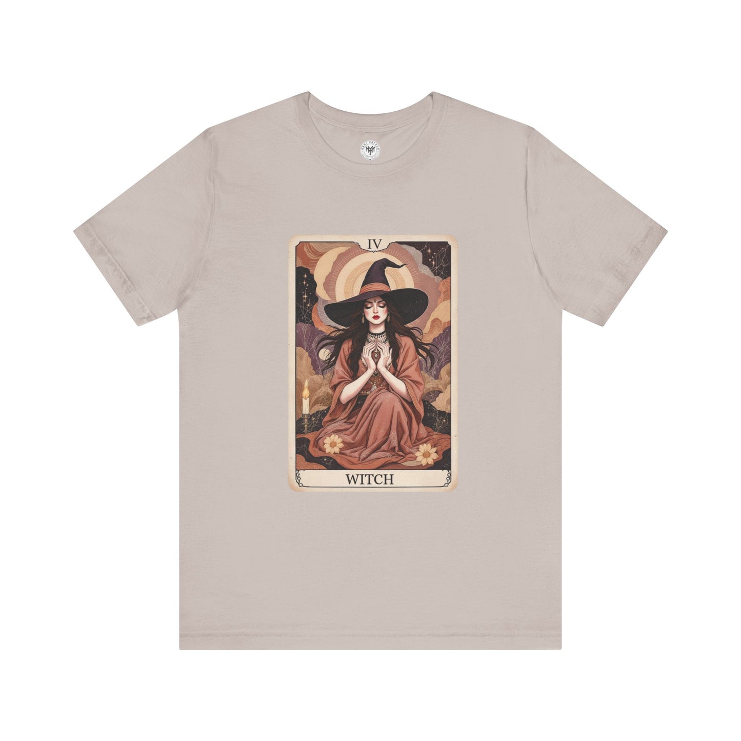 Witch Graphic Tee - Unisex Jersey Short Sleeve T-Shirt, Spooky Casual Wear, Tarot Card Style, Great for Halloween, Gift for Witches