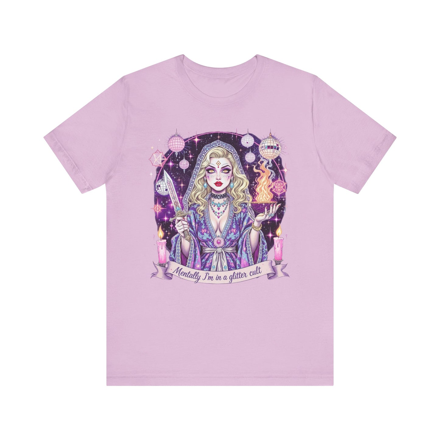 Mystical Graphic Tee - "Mentally I'm in a Glitter Cult" T-shirt, Witchy Apparel, Gift for Magic Lovers, Aesthetic Cute Tee, Casual Outfit