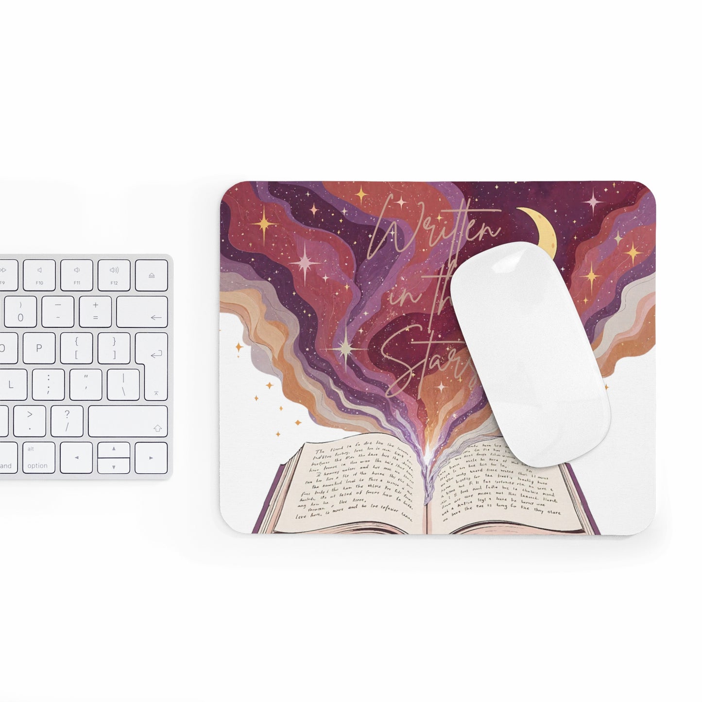 Celestial Book Mouse Pad, Written in the Stars, Inspirational Desk Accessory, Gift for Readers, Astrology Gifts, Office Decor