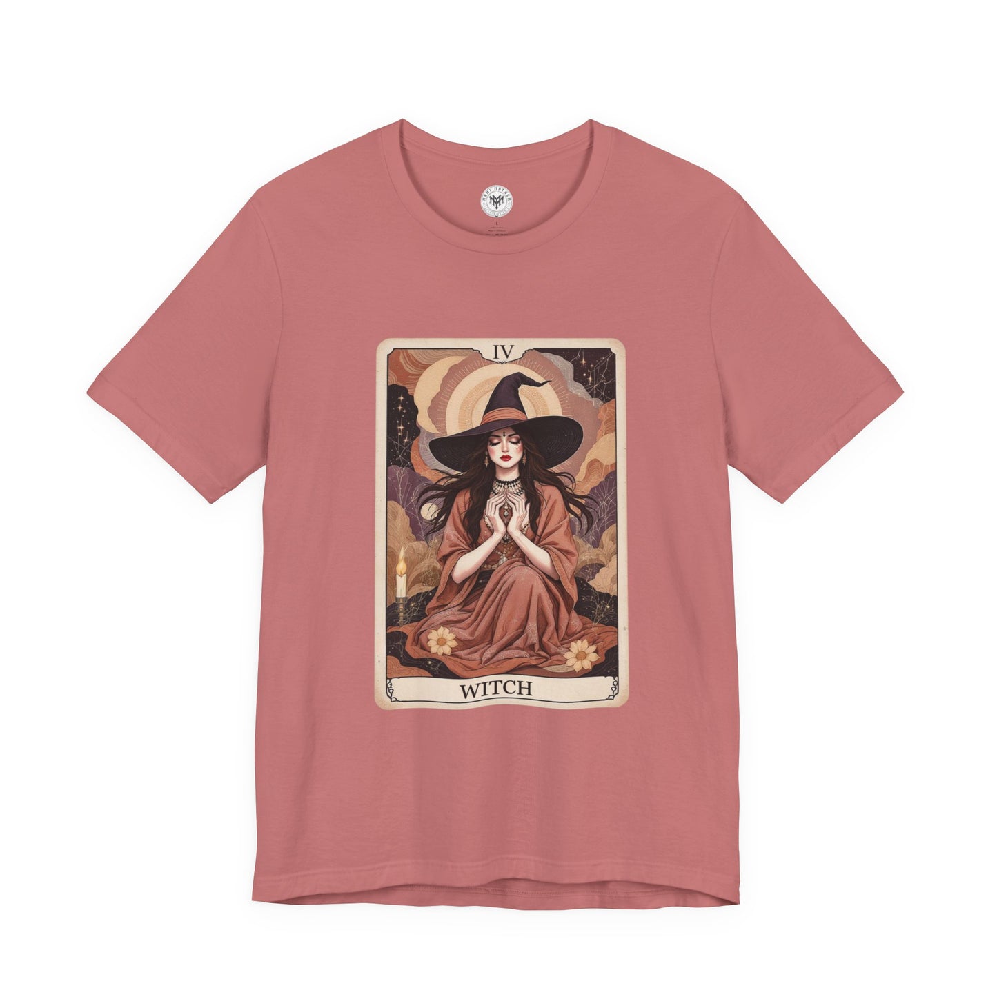 Witch Graphic Tee - Unisex Jersey Short Sleeve T-Shirt, Spooky Casual Wear, Tarot Card Style, Great for Halloween, Gift for Witches