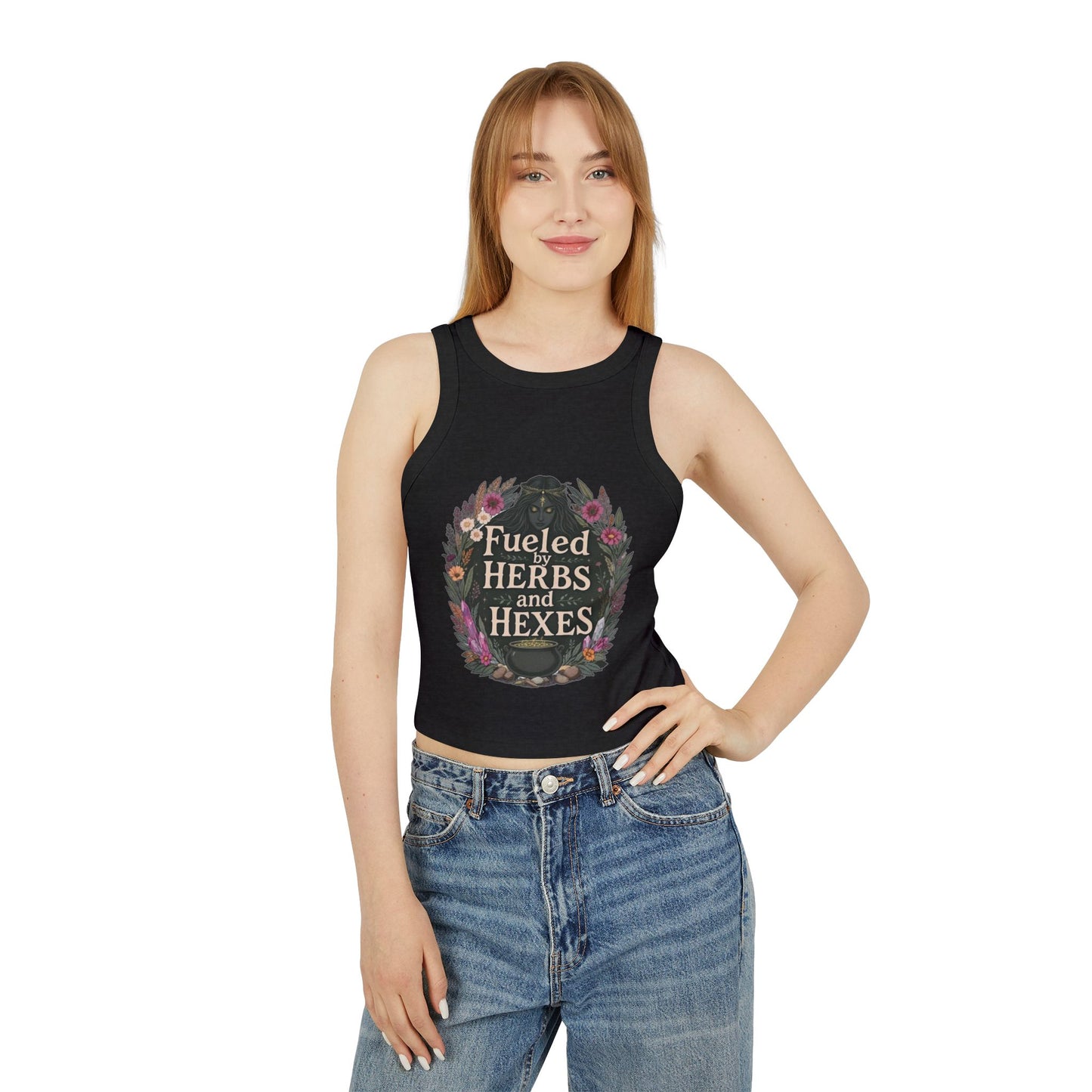 Feminine Witchy Crop Tank Top, Fuel Your Spirit, Occult Apparel, Boho Style, Magical Gifts, Summer Vibes