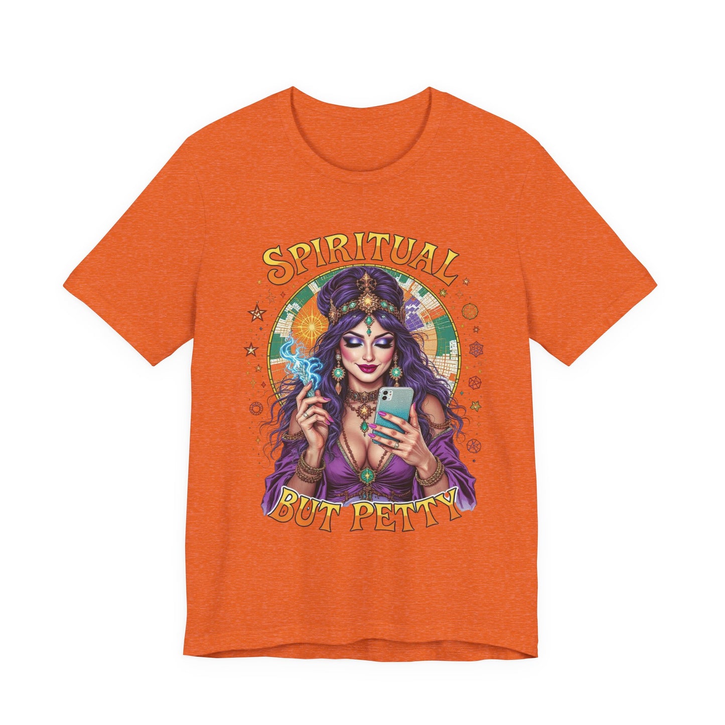 Spiritual But Petty Tee | Witchy Unisex Shirt | Orange Graphic Tee | Gift for Her | Boho Style