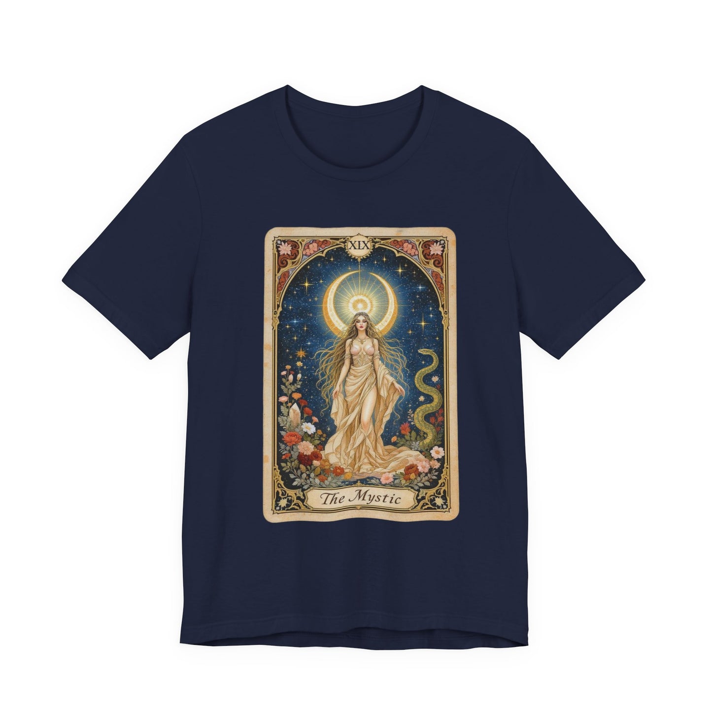 Mystic Tarot Short Sleeve Tee, Astrology Lovers Gift, Boho Style Top, Spiritual Apparel, Occult Themed Shirt, Unique Tee for Festivals