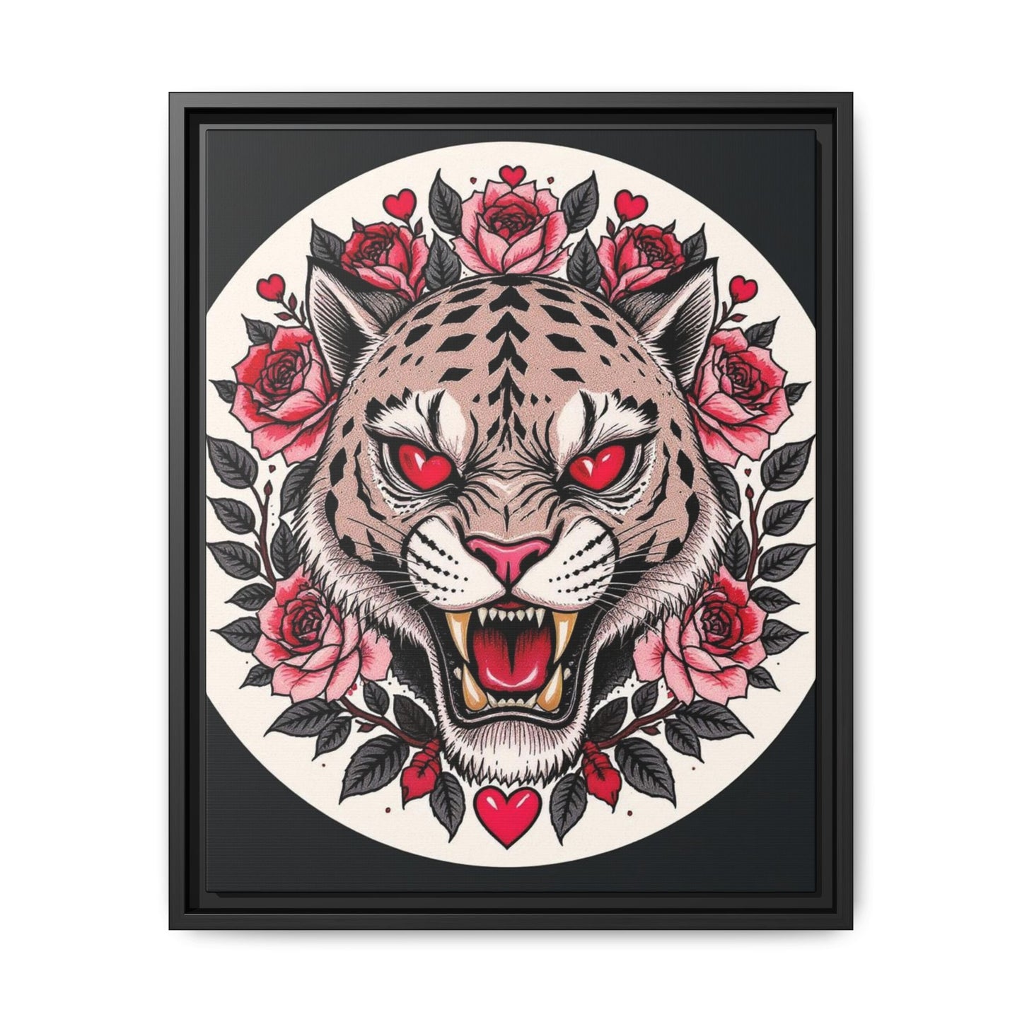 Framed Art Print: Fierce Tiger Portrait, Wall Decor, Tattoo Art, Animal Print, Gift for Nature Lovers