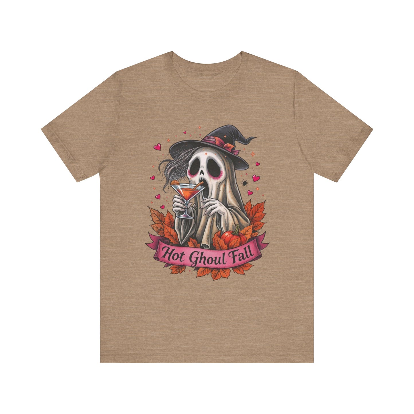 Hot Ghoul Fall Ghost Pumpkin Spice Unisex Tee, Halloween Shirt, Autumn Graphic T-Shirt, Spooky Season Top, October Apparel