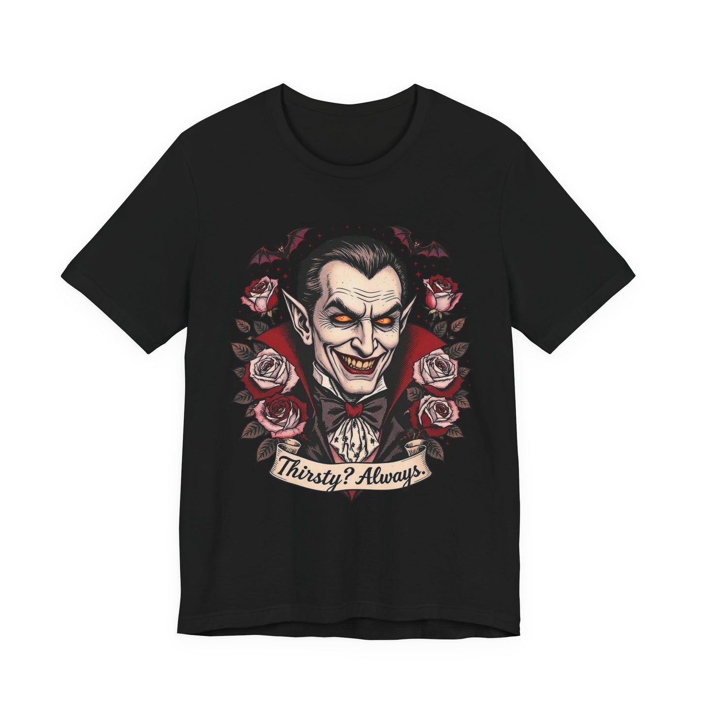 Vampire-Themed Short Sleeve Tee, Halloween Shirt, Unisex Graphic Tee, Posh Vampire Tee, Spooky Gift, Horror Lover's Apparel