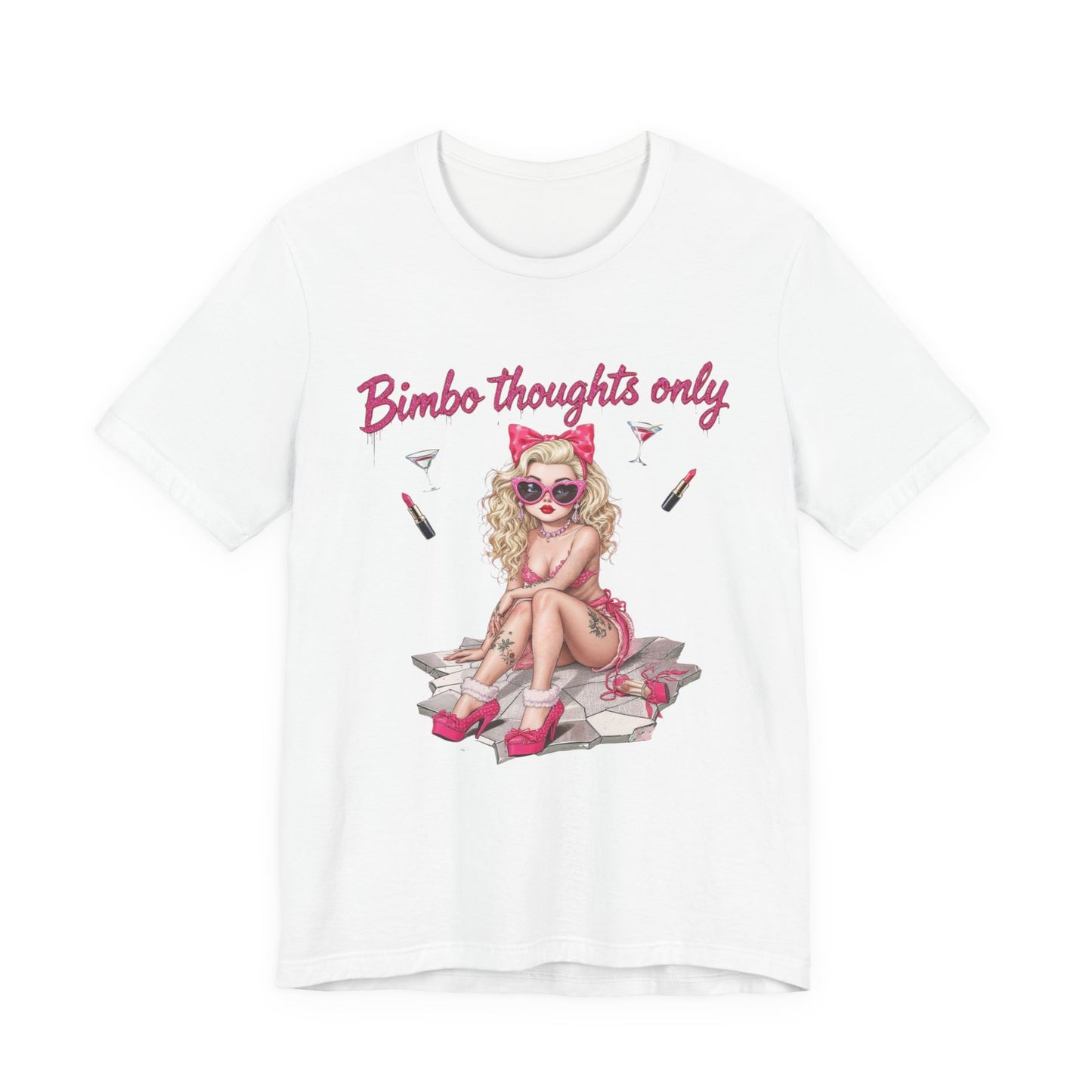 Bimbo Thoughts Short Sleeve Tee, Cute Graphic T-Shirt, Trendy Casual Wear, Fun Summer Top, Gift for Friends, Fashion Statement