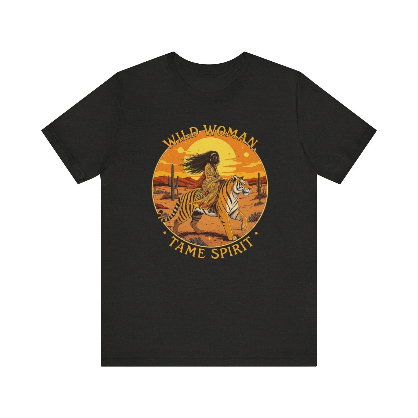 Wild Woman Tee, Unisex Jersey T-Shirt, Boho Graphic Tee, Casual Wear, Vintage Tiger Shirt, Gift for Nature Lovers