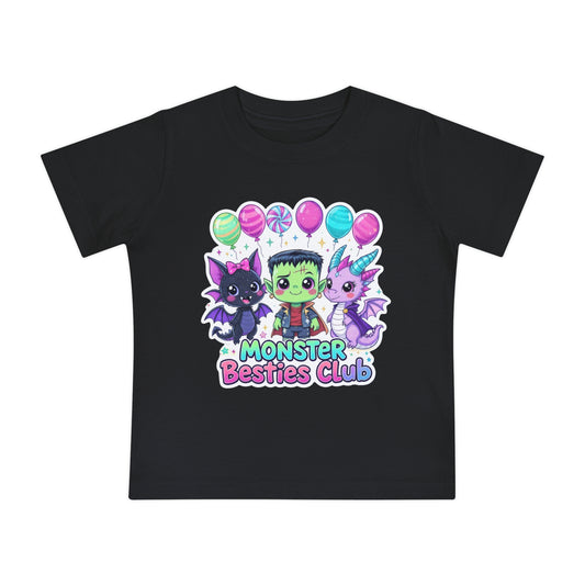 Adorable Monster Besties Club Baby T-Shirt, Cute Kids Tee, Birthday Gift, Halloween Outfit, Playful Apparel