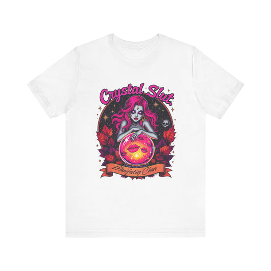 Crystal Slut Graphic Tee, Fun Halloween Shirt, Spooky Season Apparel, Gift for Witch Lovers, Unisex Halloween T-Shirt