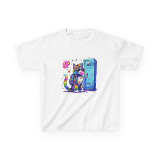 Cool Kat Kids Back-to-School Tee, Children's T-Shirt, Cat Graphic Tee, School Fashion, Kids Gift, Trendy Youth Apparel