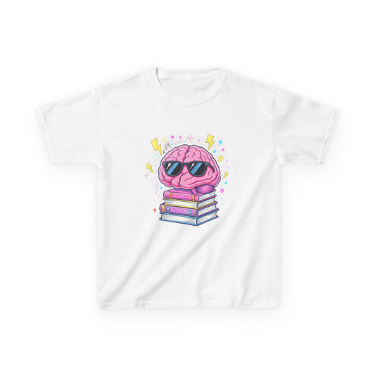 Cool Brainy Kids Tee - Fun Graphic T-Shirt for Students, Gift for Book Lovers, Classroom Wear, Science Theme, Back to School